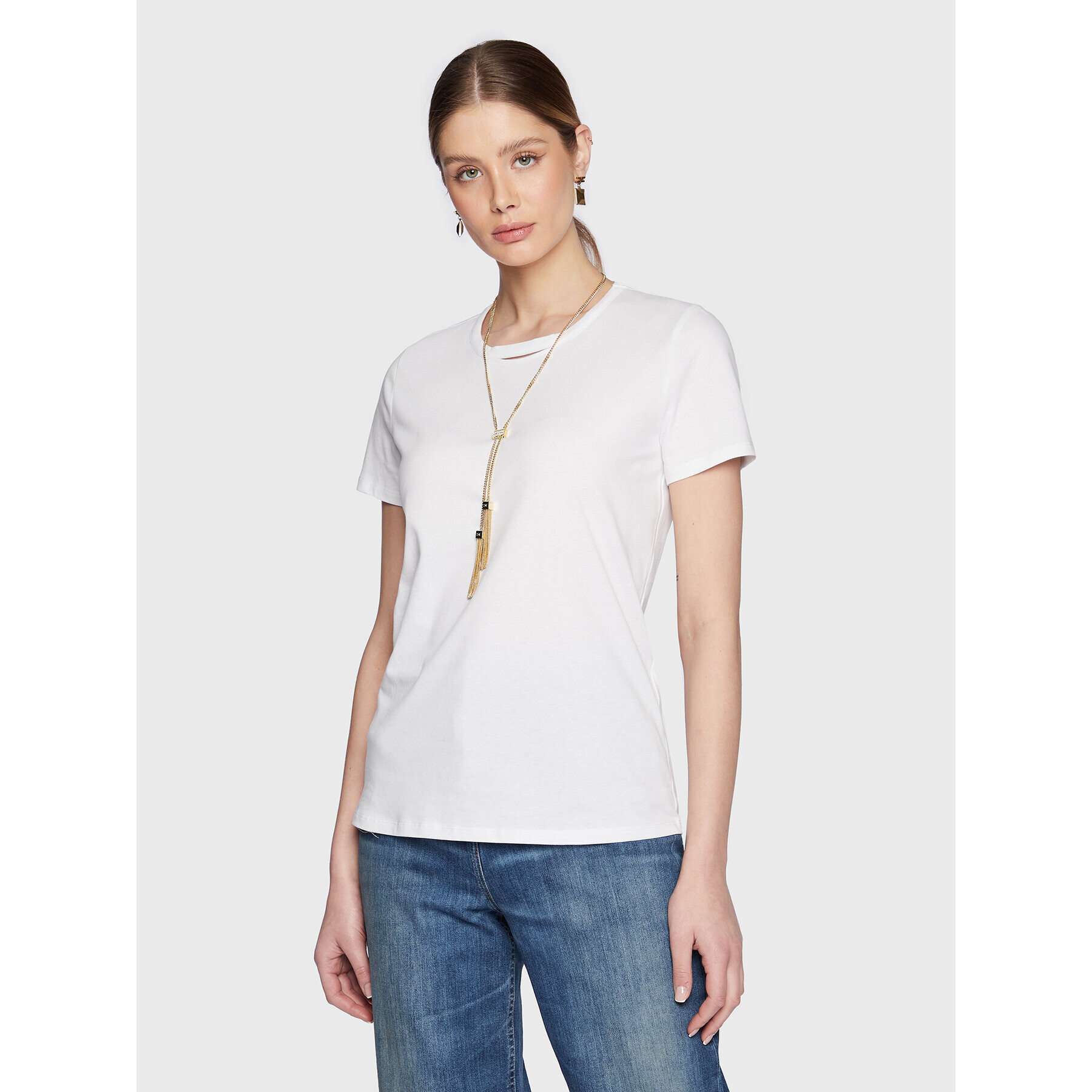 Elisabetta Franchi Тишърт MA-012-31E2-V200 Бял Regular Fit - Pepit.bg