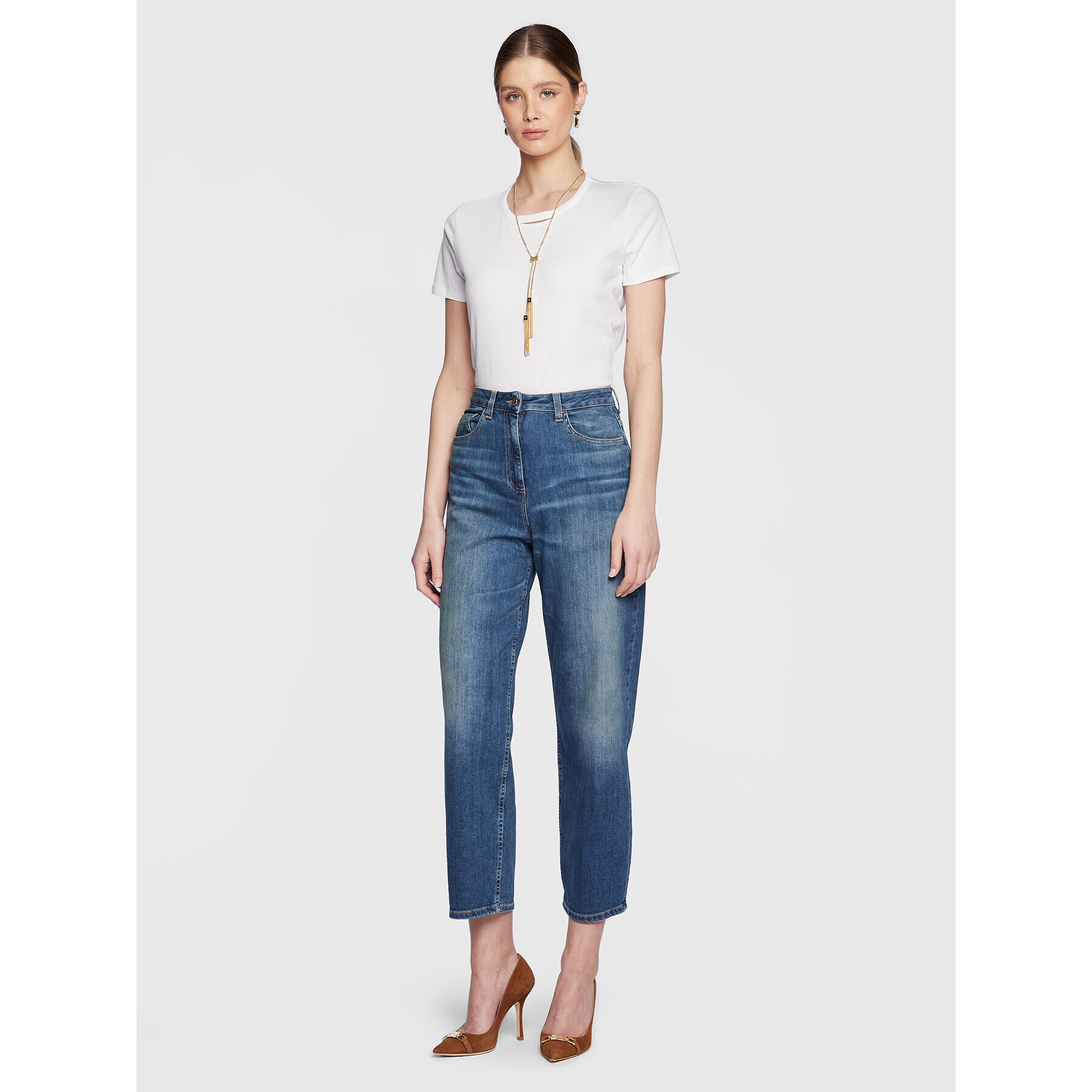 Elisabetta Franchi Тишърт MA-012-31E2-V200 Бял Regular Fit - Pepit.bg