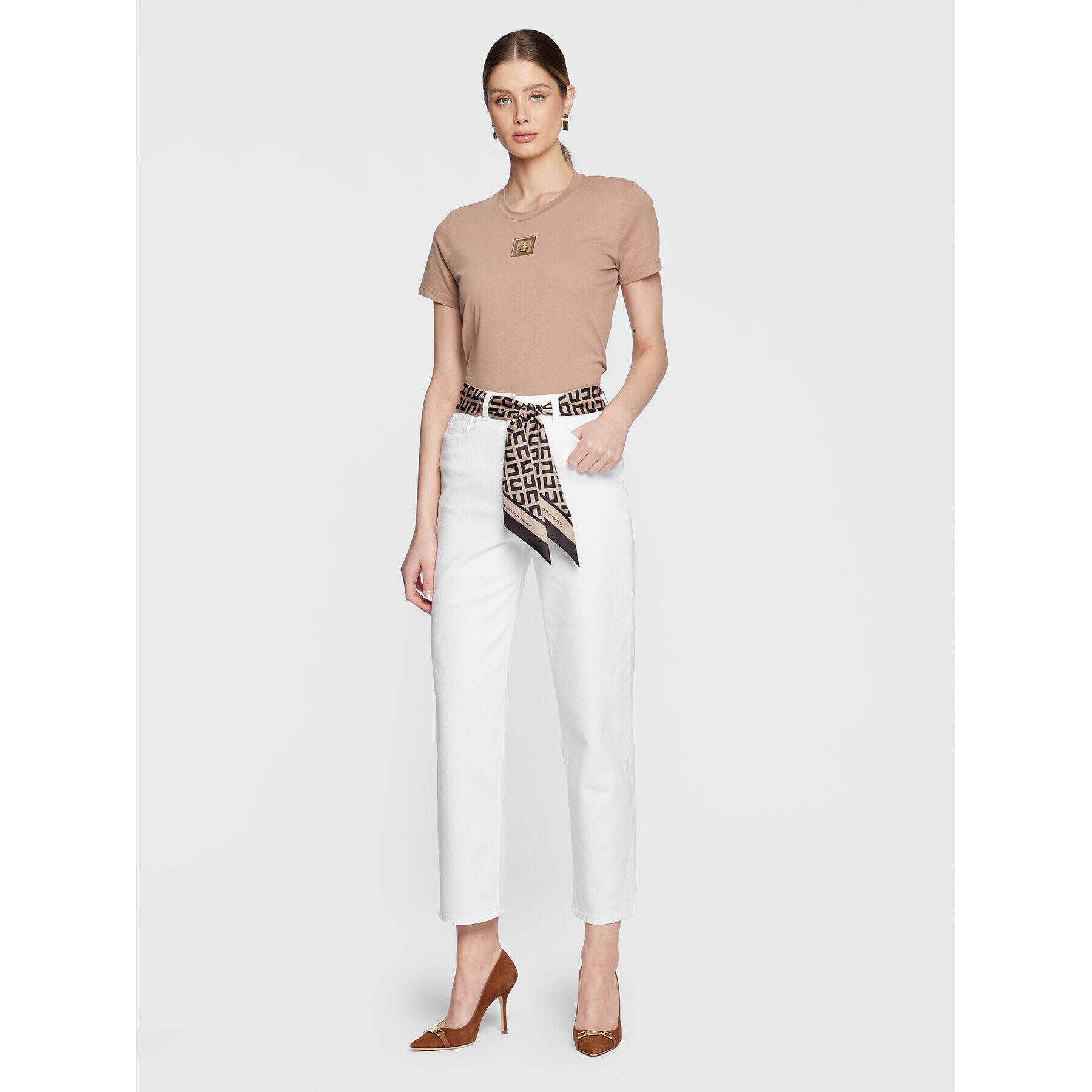 Elisabetta Franchi Тишърт MA-016-31E2-V150 Кафяв Regular Fit - Pepit.bg