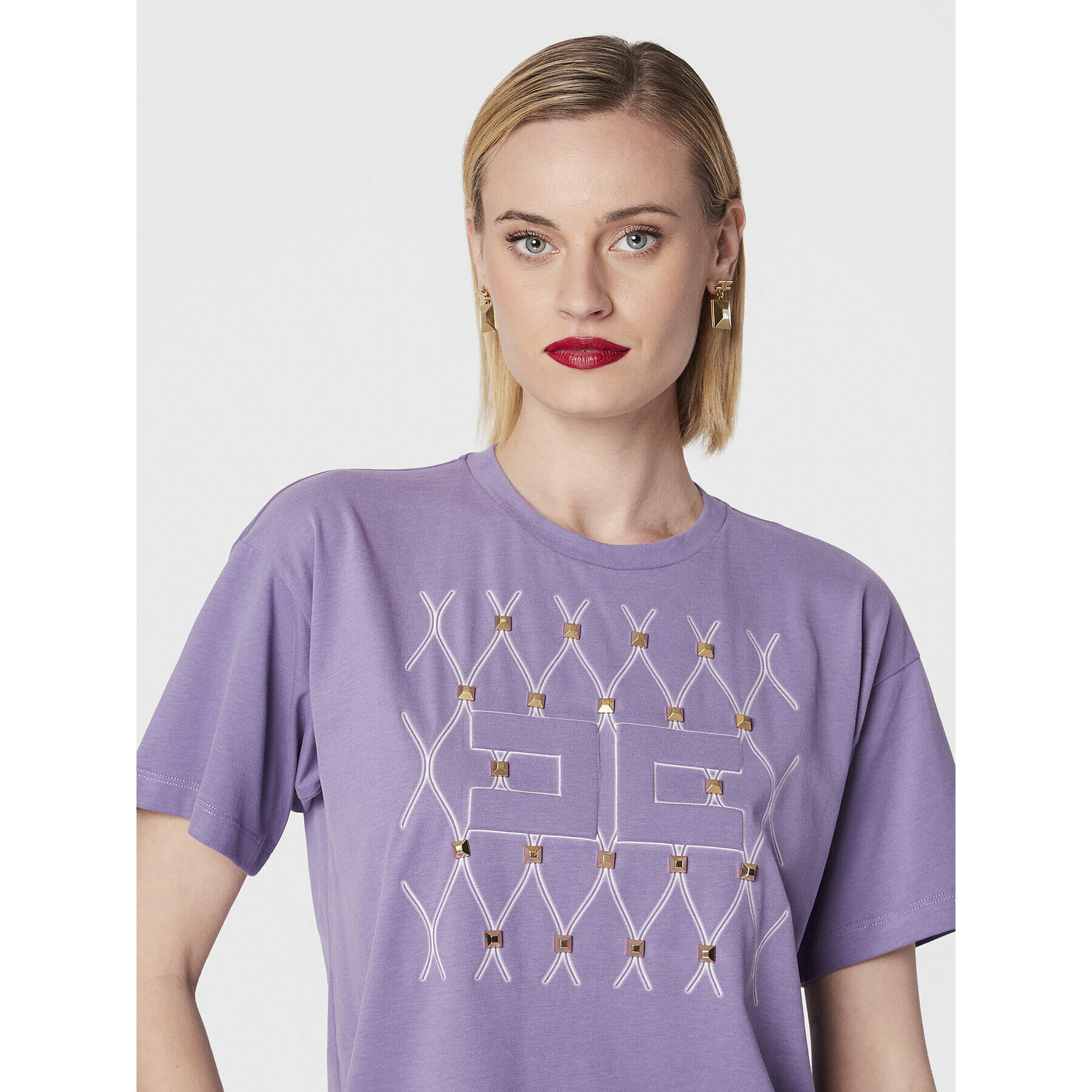 Elisabetta Franchi Тишърт MA-018-26E2-V190 Виолетов Regular Fit - Pepit.bg