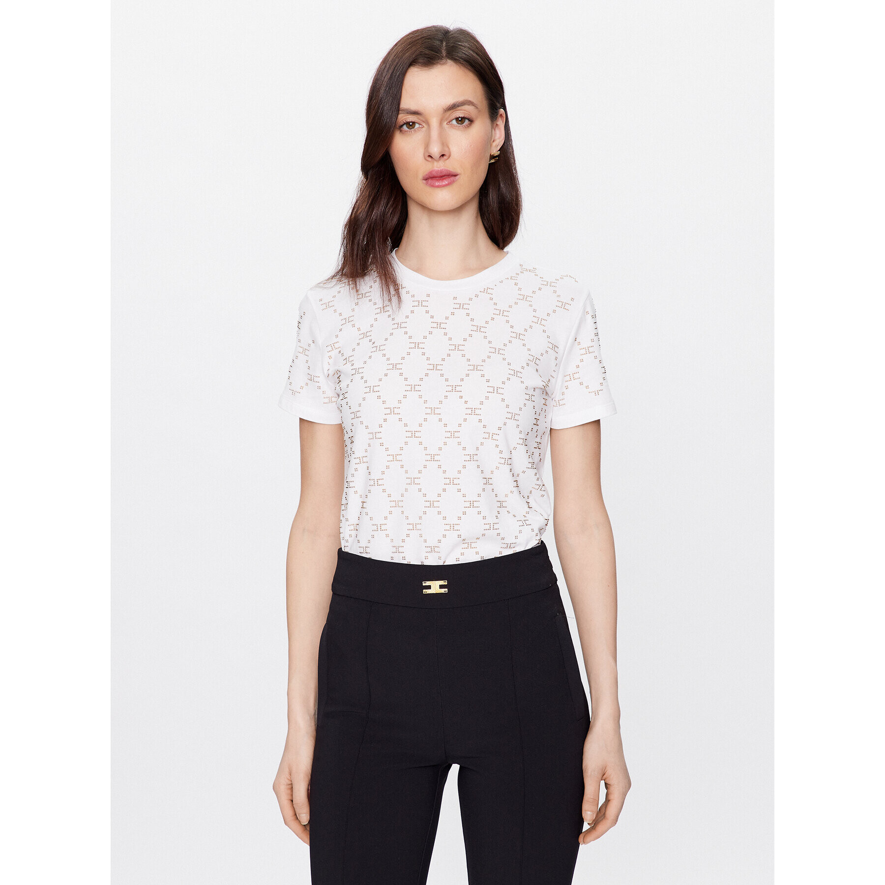 Elisabetta Franchi Тишърт MA-020-31E2-V240 Бял Regular Fit - Pepit.bg