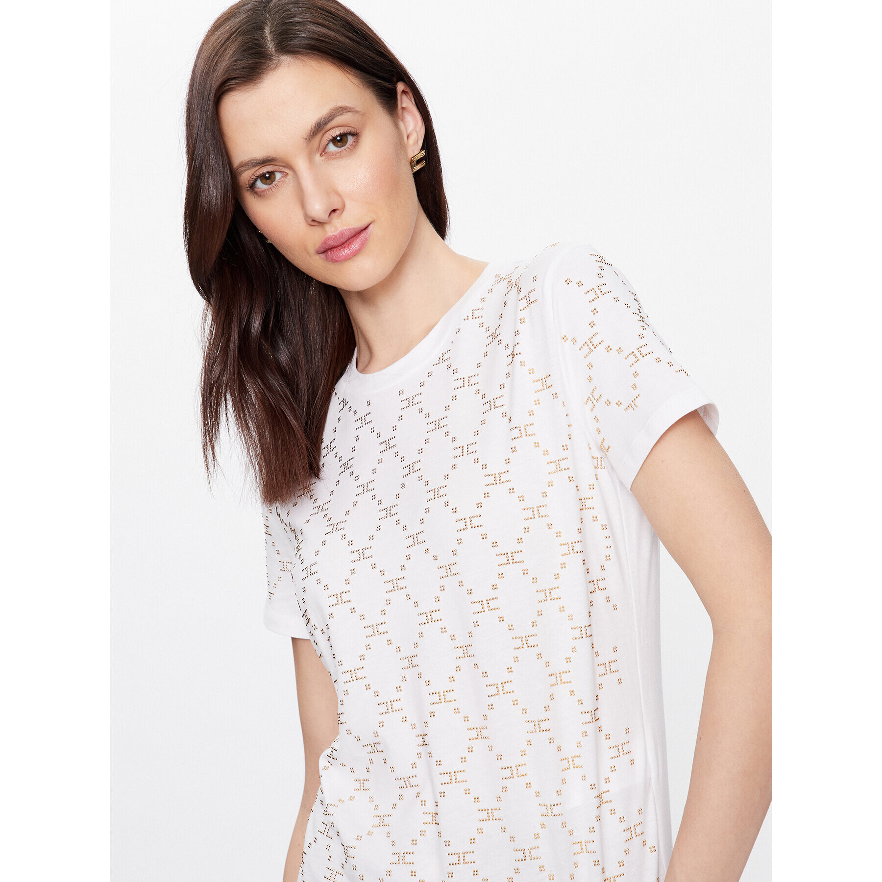 Elisabetta Franchi Тишърт MA-020-31E2-V240 Бял Regular Fit - Pepit.bg