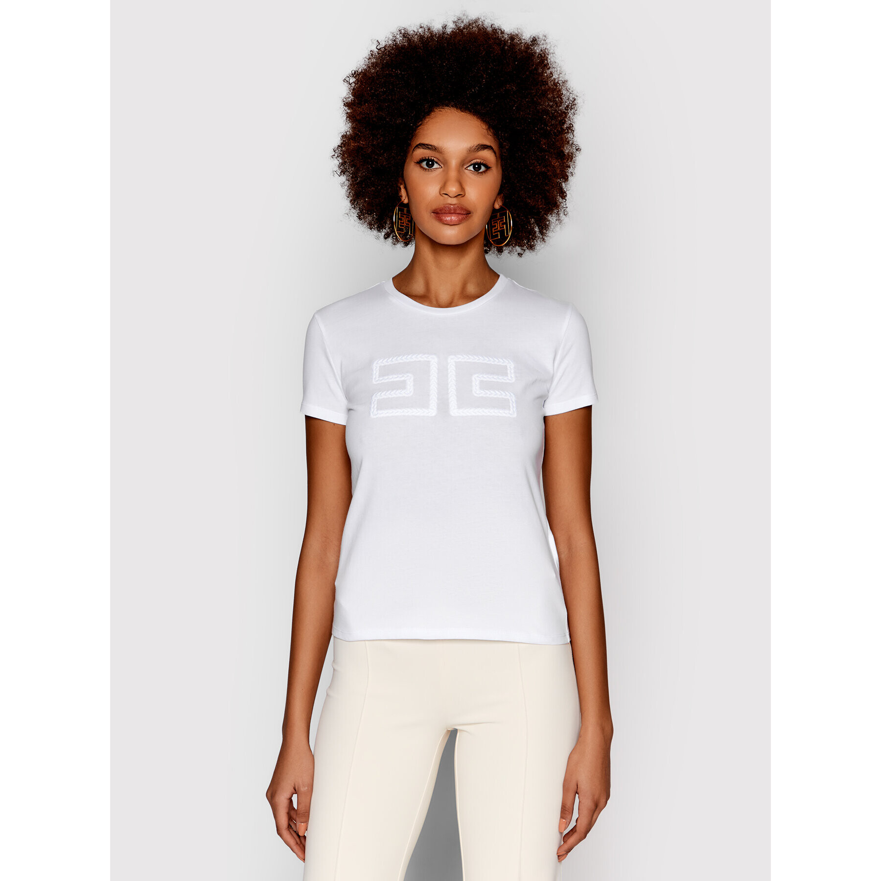 Elisabetta Franchi Тишърт MA-021-21E2-V140 Бял Regular Fit - Pepit.bg