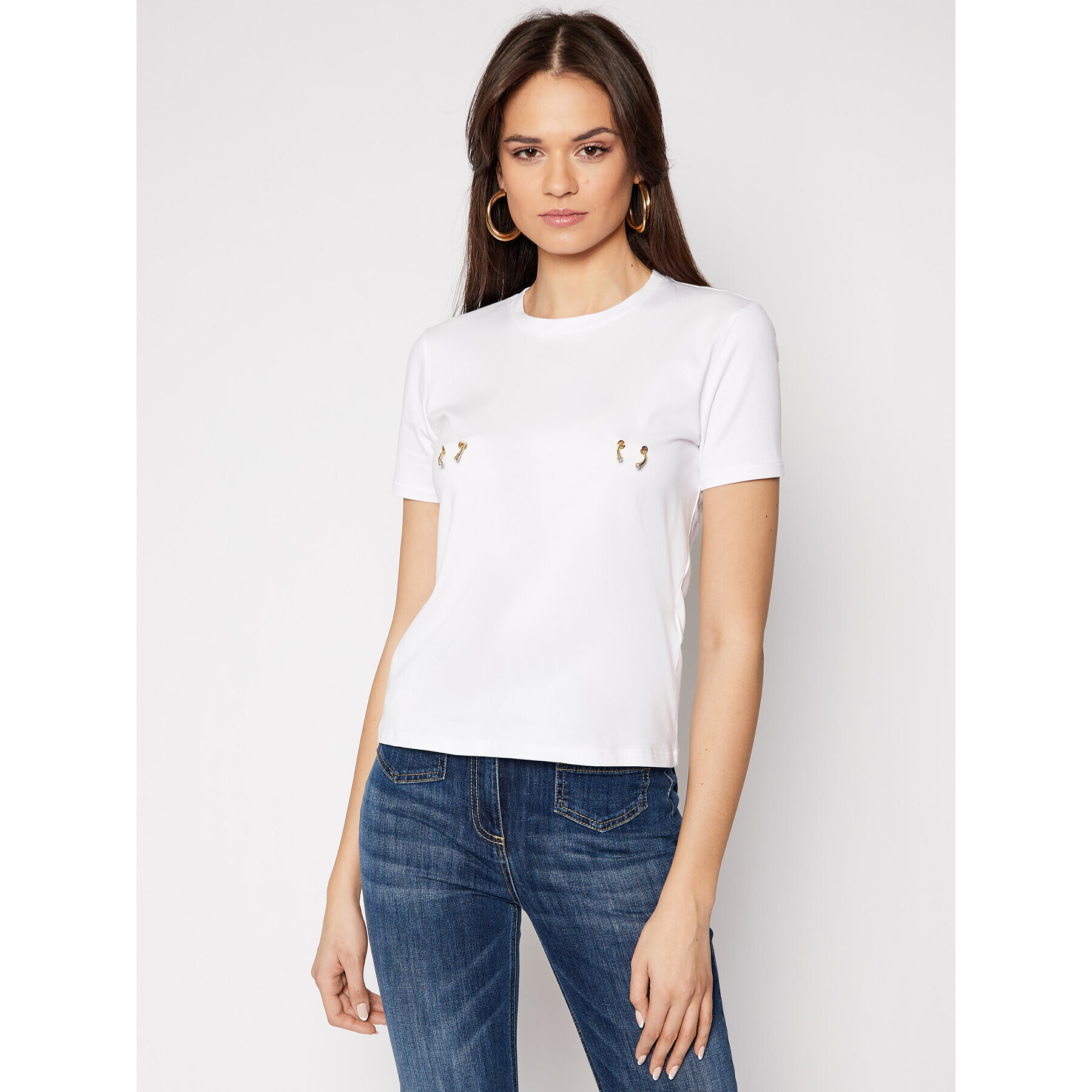 Elisabetta Franchi Тишърт MA-18N-11E2-V120 Бял Regular Fit - Pepit.bg