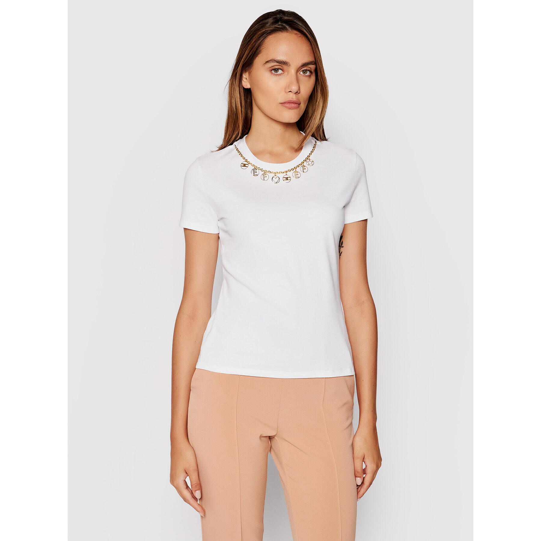 Elisabetta Franchi Тишърт MA-203-16E2-V175 Бял Regular Fit - Pepit.bg