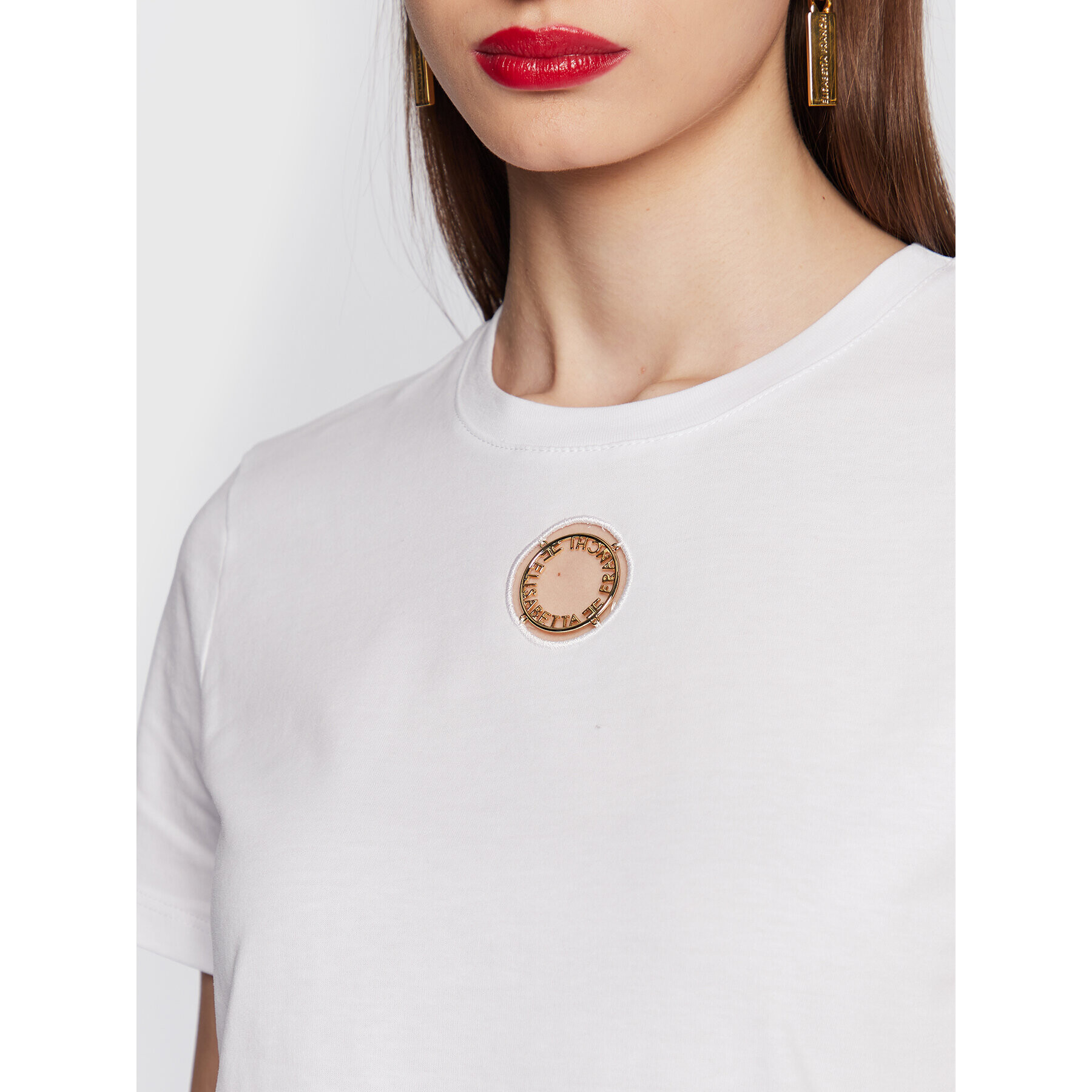 Elisabetta Franchi Тишърт MA-39N-31E2-V130 Бял Slim Fit - Pepit.bg