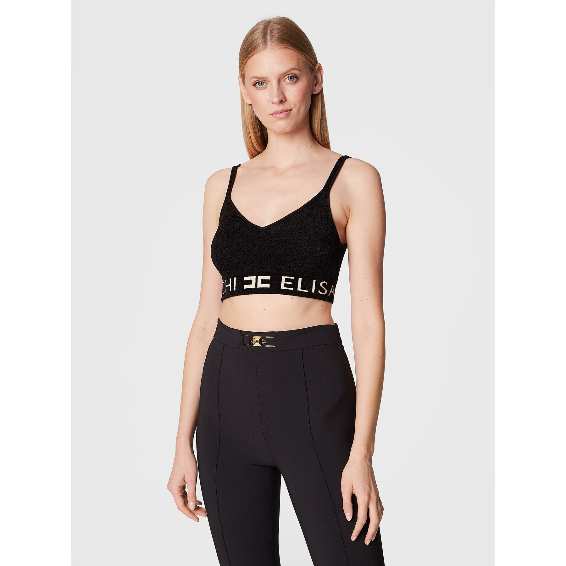 Elisabetta Franchi топ TK-51S-26E2-V200 Черен Slim Fit - Pepit.bg