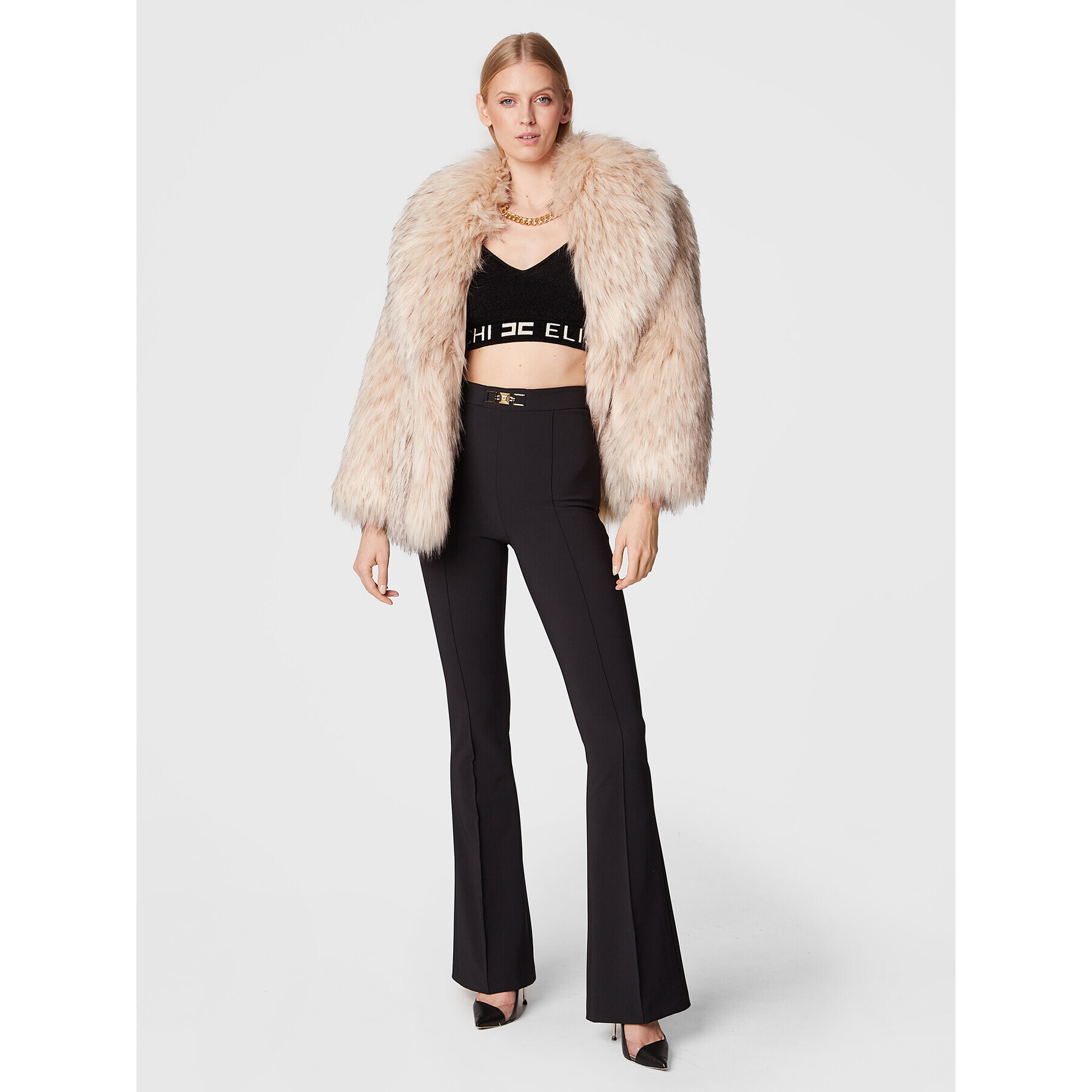 Elisabetta Franchi топ TK-51S-26E2-V200 Черен Slim Fit - Pepit.bg