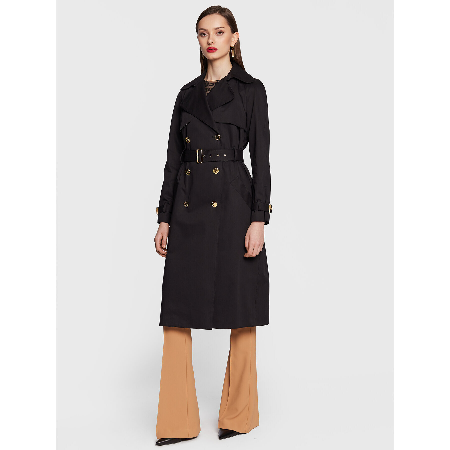 Elisabetta Franchi Тренч SP-003-31E2-V800 Черен Regular Fit - Pepit.bg