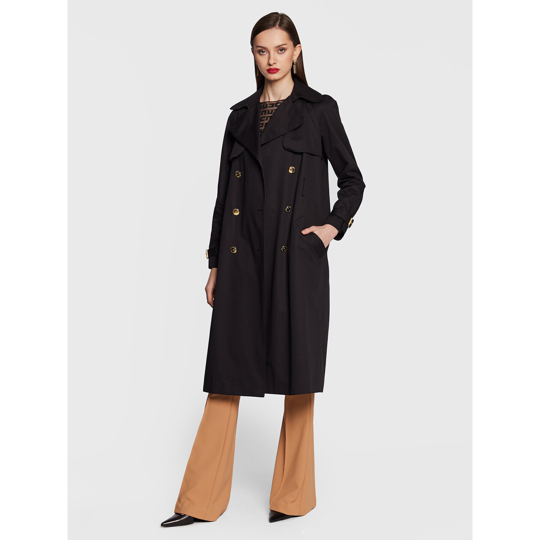 Elisabetta Franchi Тренч SP-003-31E2-V800 Черен Regular Fit - Pepit.bg