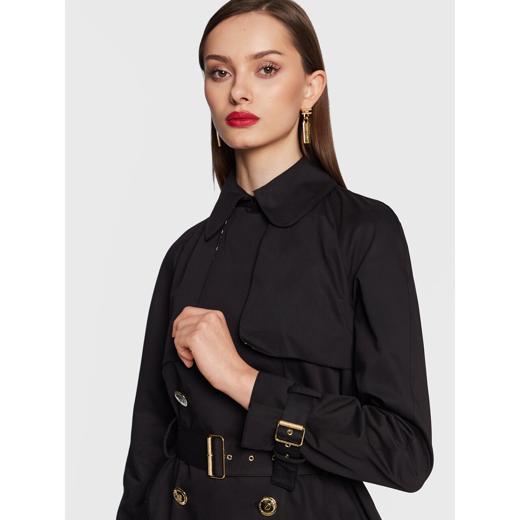 Elisabetta Franchi Тренч SP-003-31E2-V800 Черен Regular Fit - Pepit.bg
