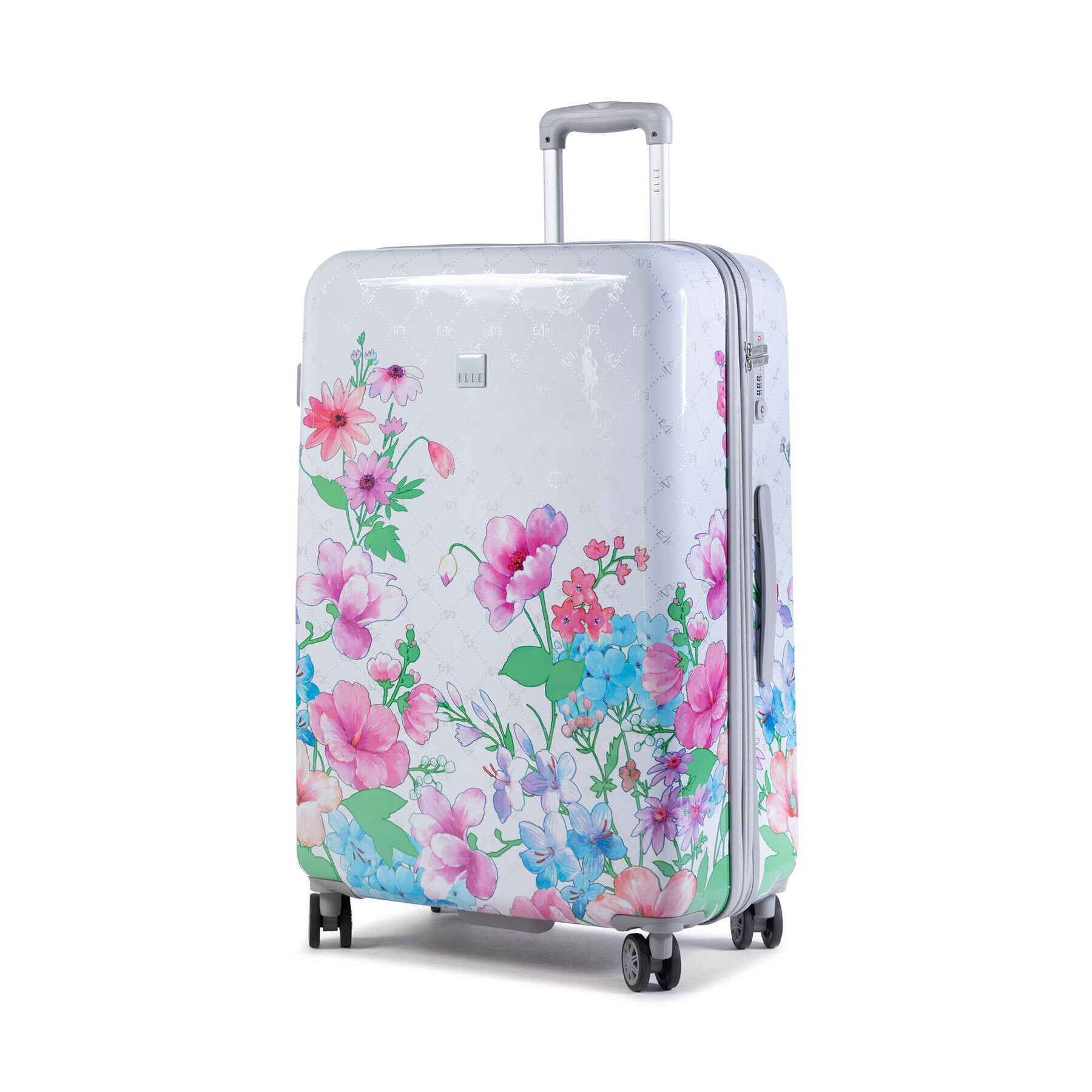 ELLE Голям текстилен куфар Flower Print EL38HA.71.01 Сив - Pepit.bg