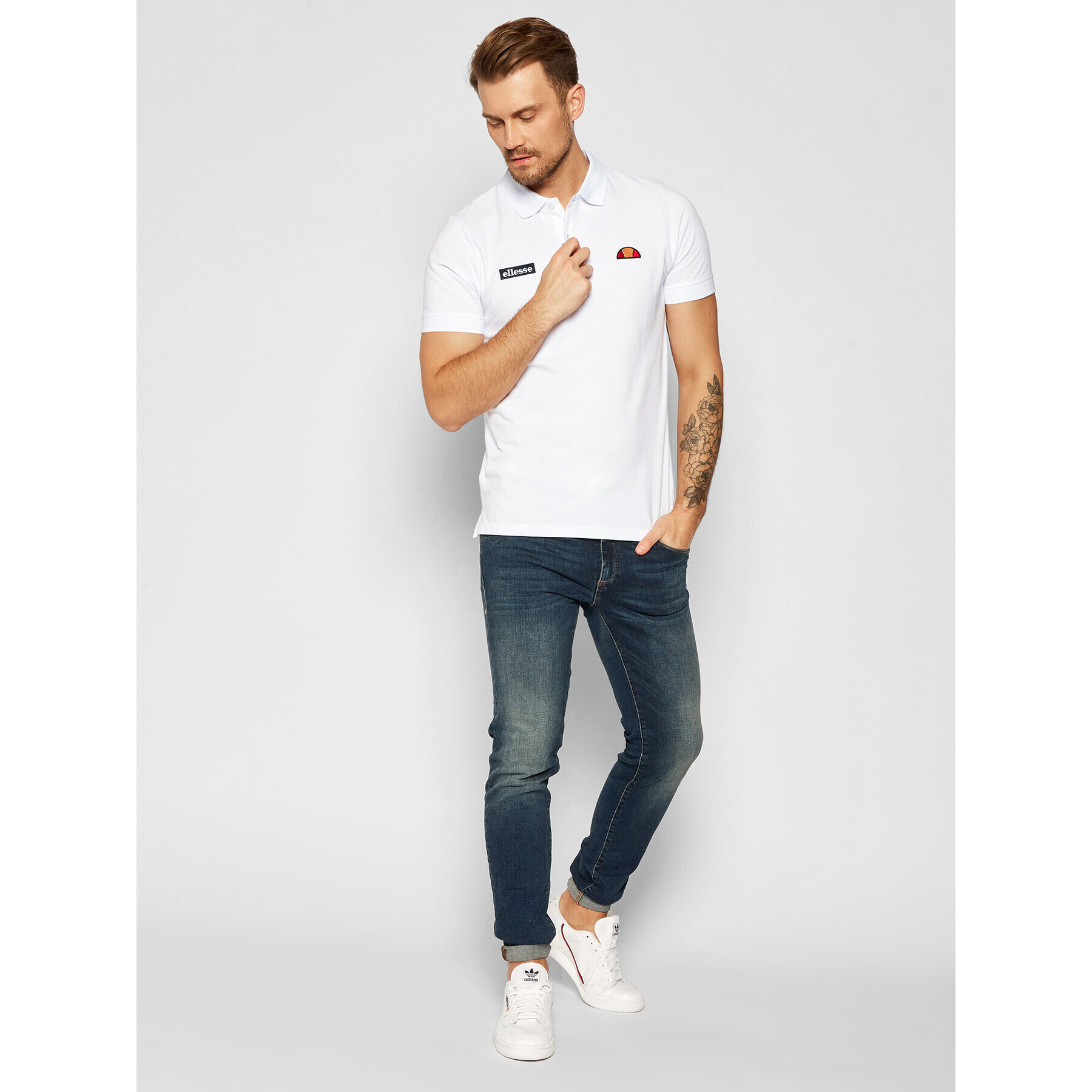 Ellesse Тениска с яка и копчета Montura SHS04475 Бял Regular Fit - Pepit.bg