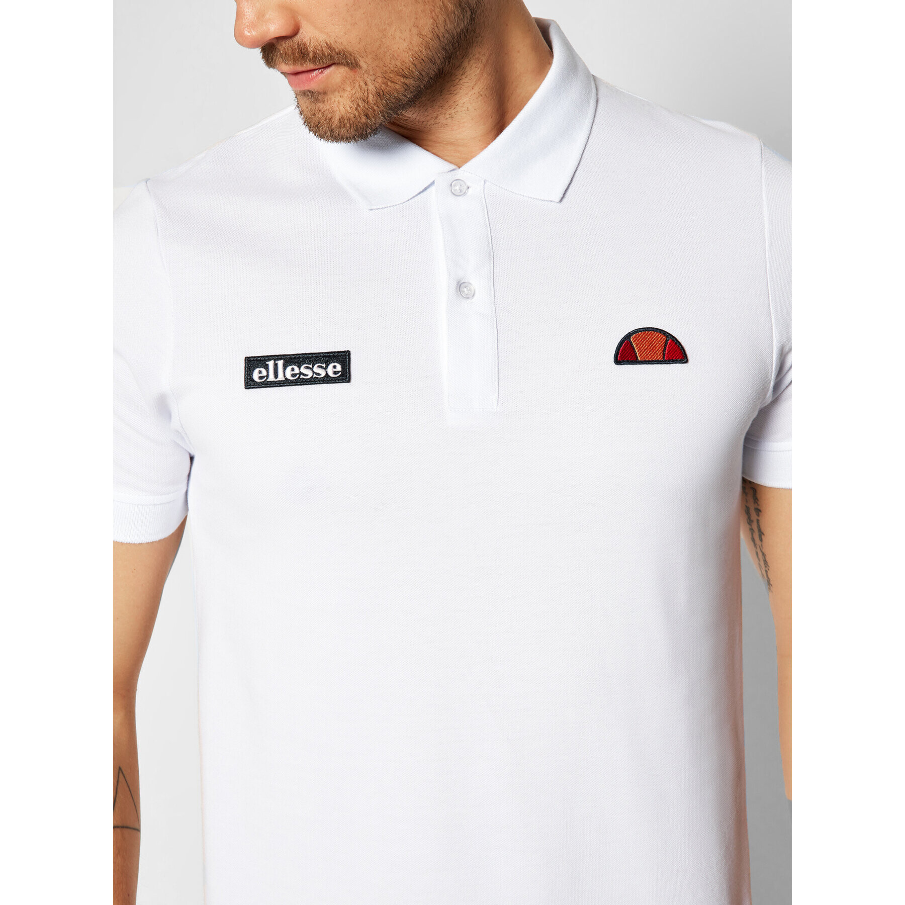 Ellesse Тениска с яка и копчета Montura SHS04475 Бял Regular Fit - Pepit.bg