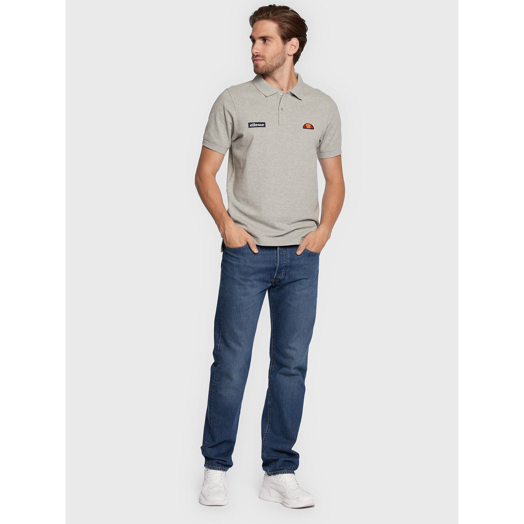 Ellesse Тениска с яка и копчета Montura SHS04475 Сив Regular Fit - Pepit.bg