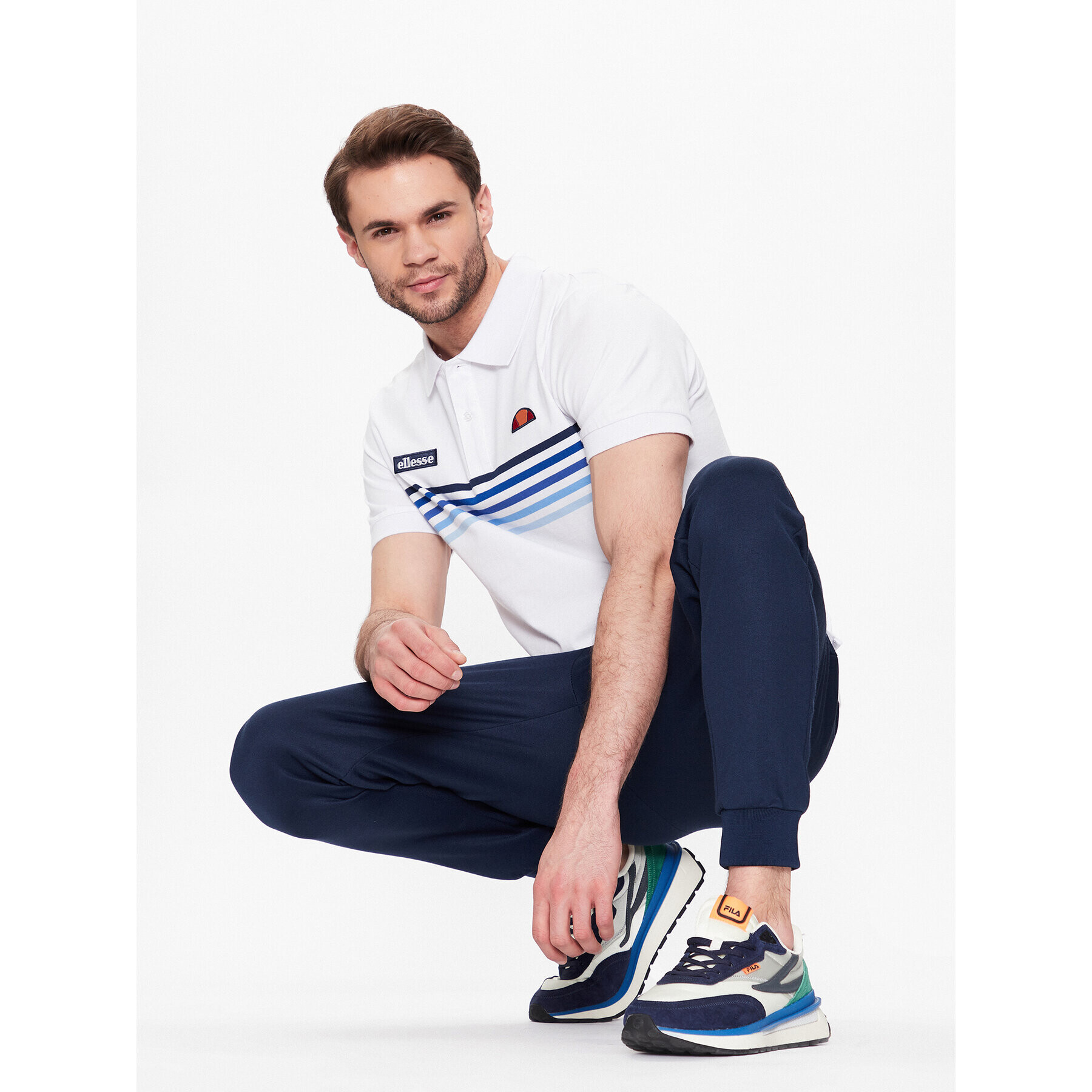 Ellesse Тениска с яка и копчета Vinzona SHR14634 Бял Regular Fit - Pepit.bg