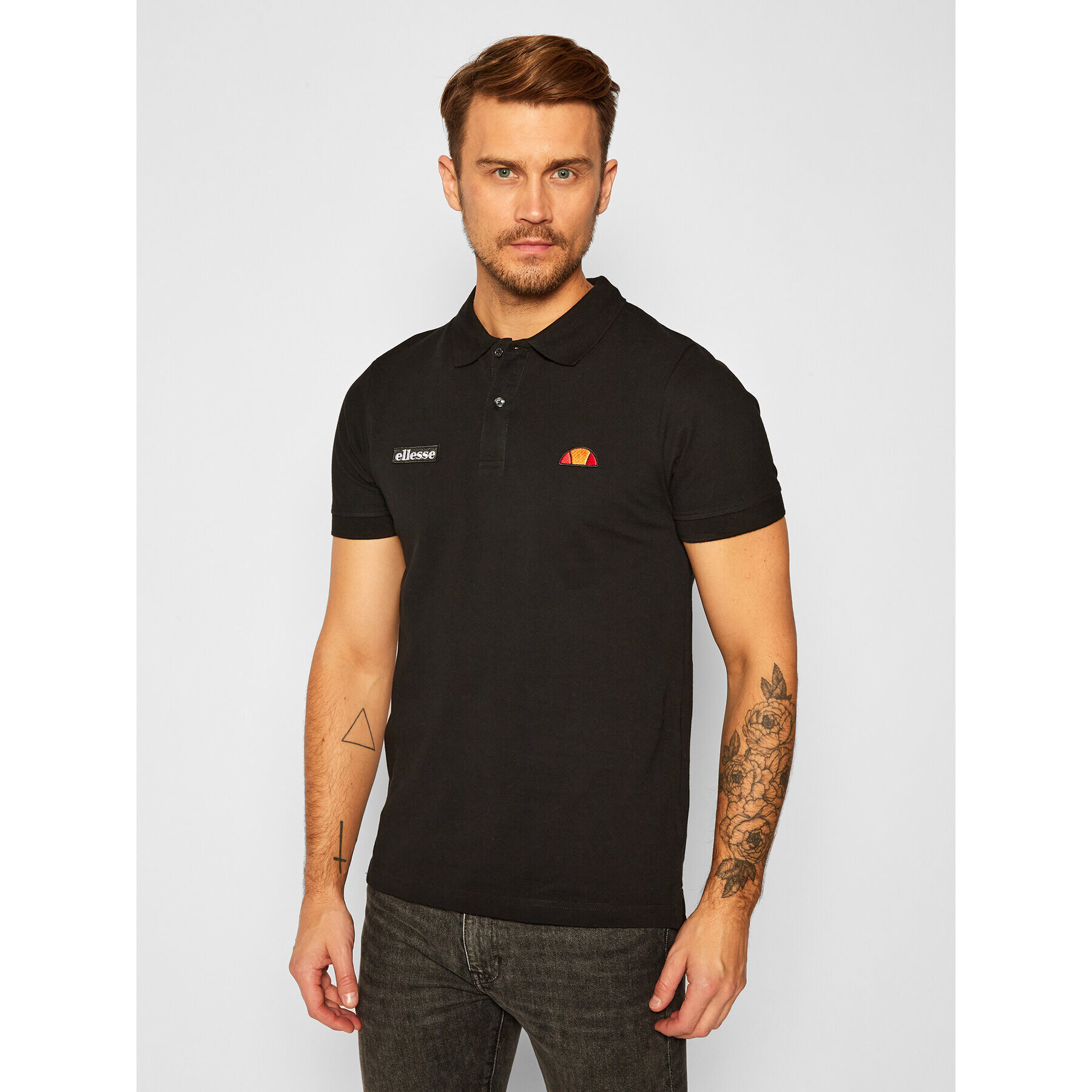 Ellesse Тениска с яка и копчета Montura SHS04475 Черен Regular Fit - Pepit.bg