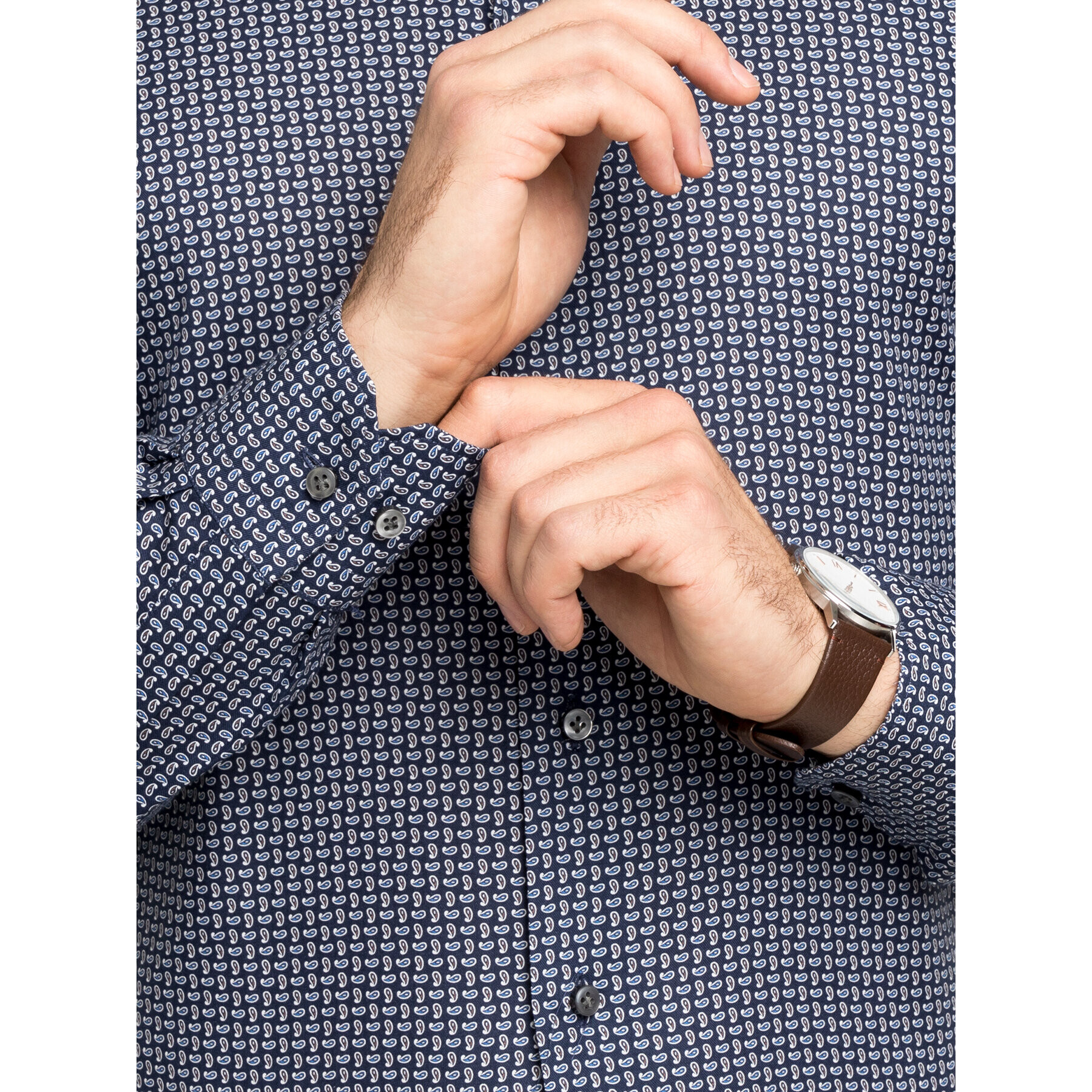 Emanuel Berg Риза H-Basel PEB46588 Тъмносин Modern Fit - Pepit.bg