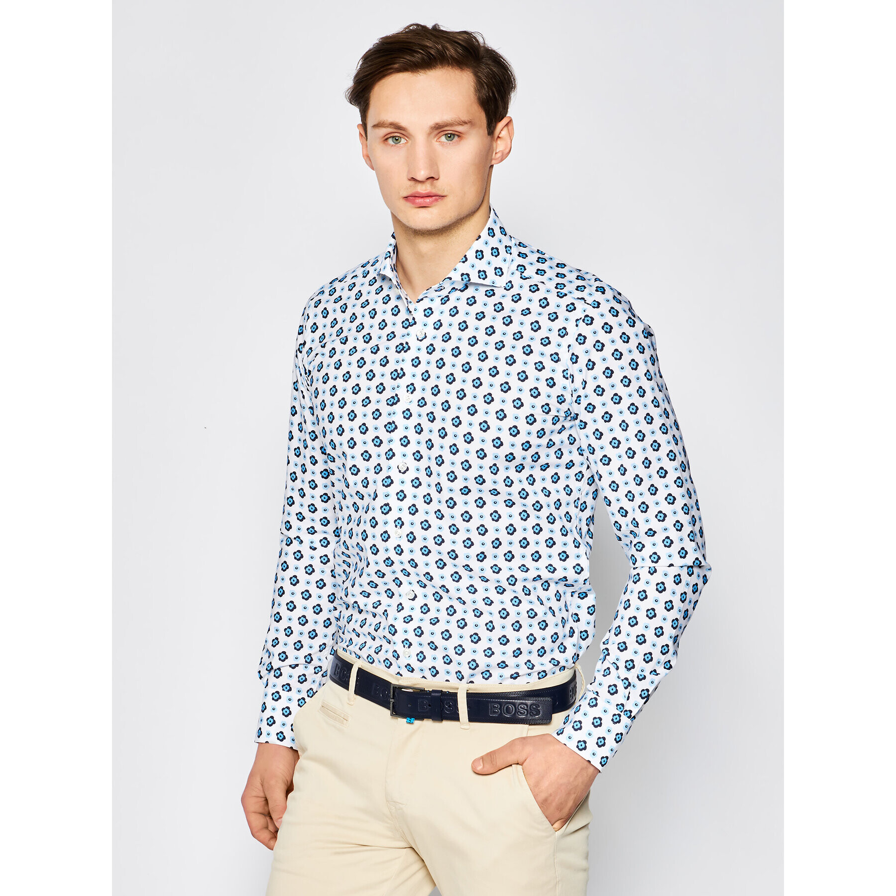 Emanuel Berg Риза Harvard HV37 Цветен Slim Fit - Pepit.bg