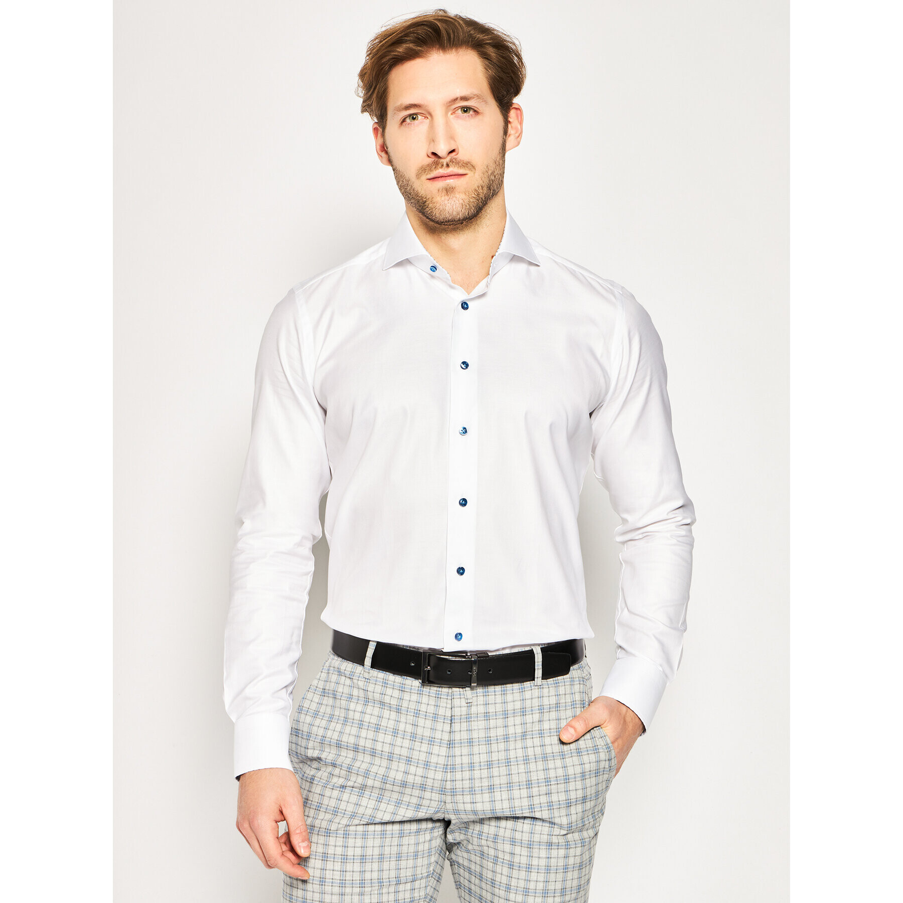 Emanuel Berg Риза Hv-Harvard PEB45766 Бял Slim Fit - Pepit.bg