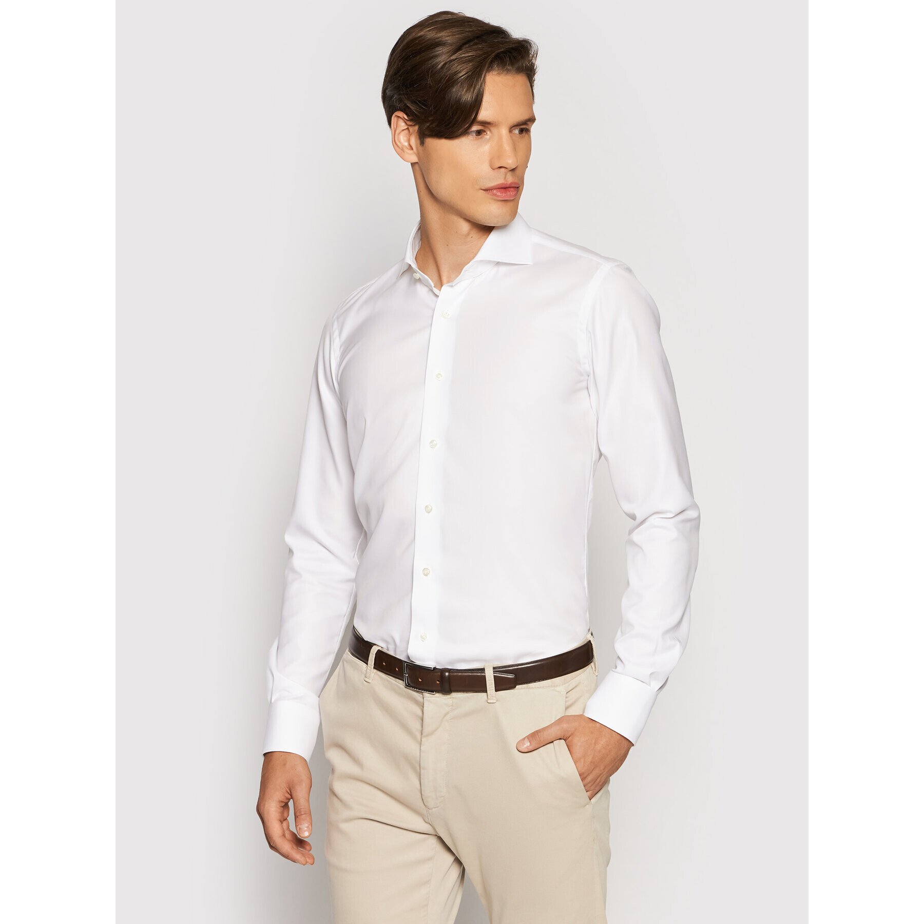 Emanuel Berg Риза HV37 Бял Slim Fit - Pepit.bg