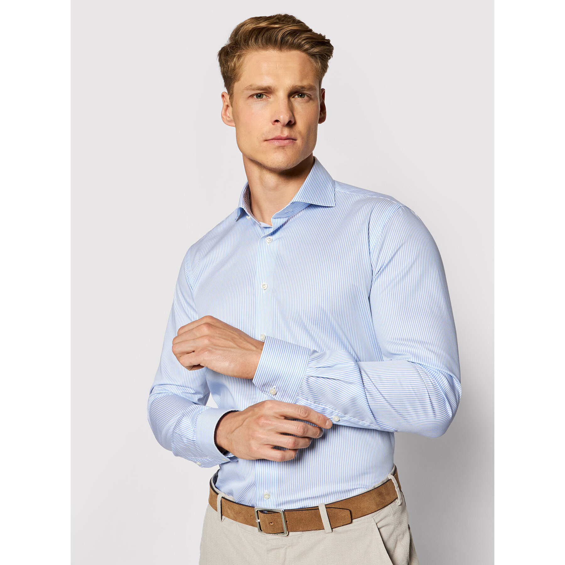 Emanuel Berg Риза HV37 Син Slim Fit - Pepit.bg