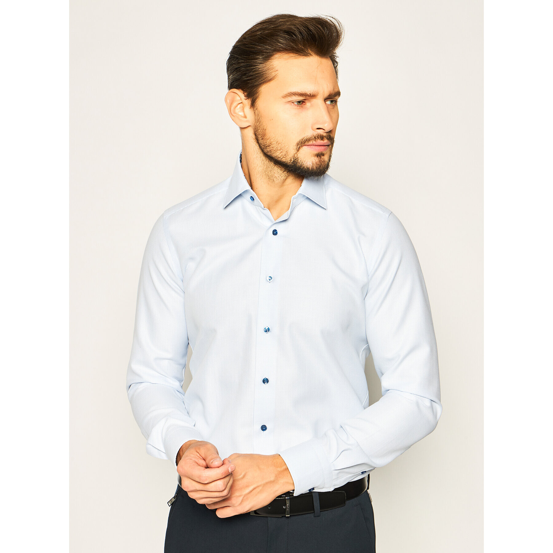 Emanuel Berg Риза Mr.Crown PEB47813 Син Slim Fit - Pepit.bg