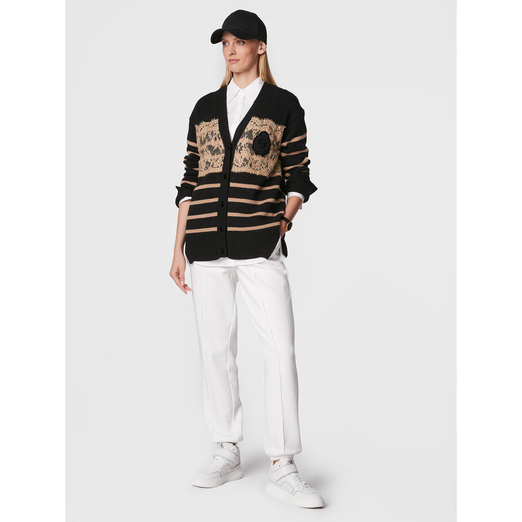 Ermanno Firenze Кардиган N019EH8 Черен Regular Fit - Pepit.bg