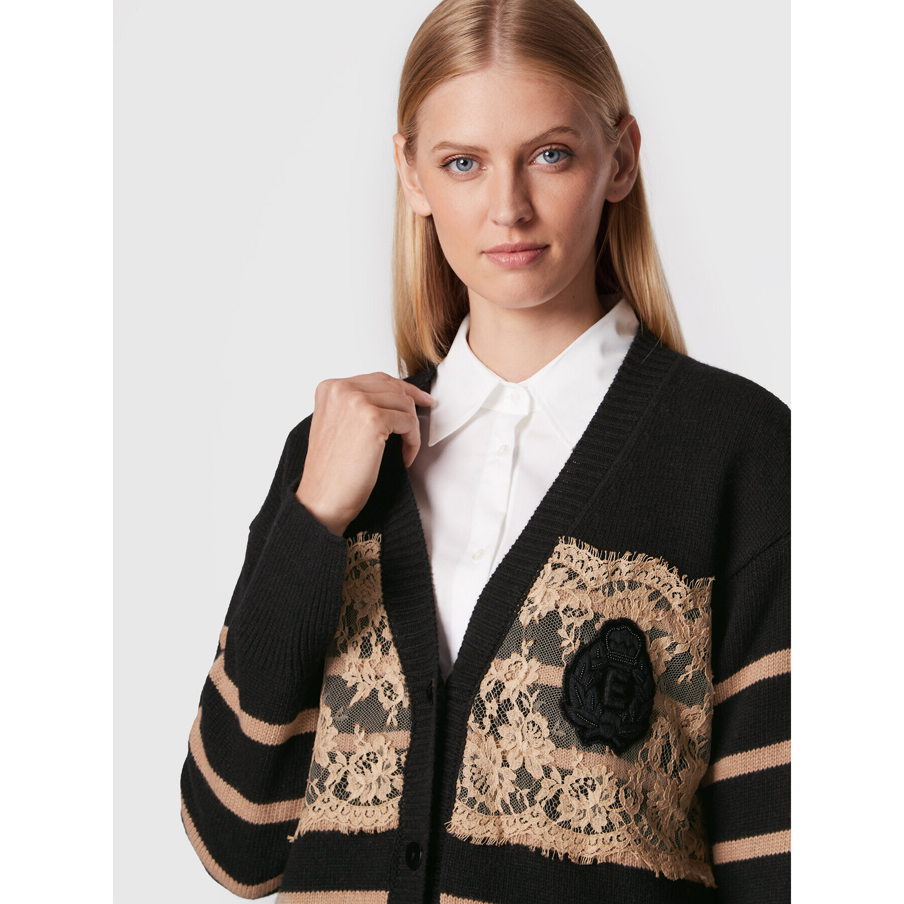 Ermanno Firenze Кардиган N019EH8 Черен Regular Fit - Pepit.bg