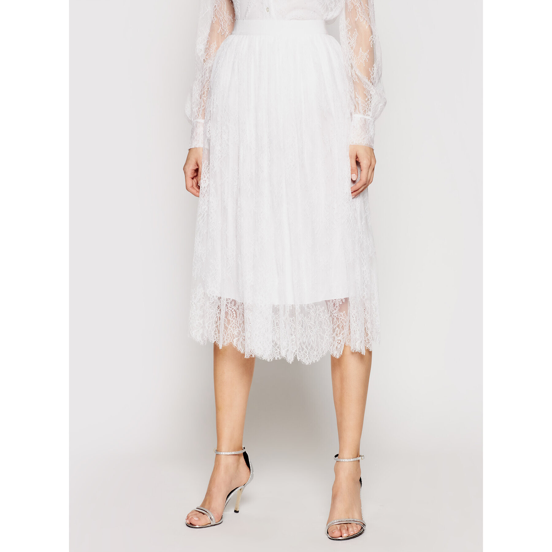 Ermanno Firenze Плисирана пола GN05PIZ Бял Regular Fit - Pepit.bg