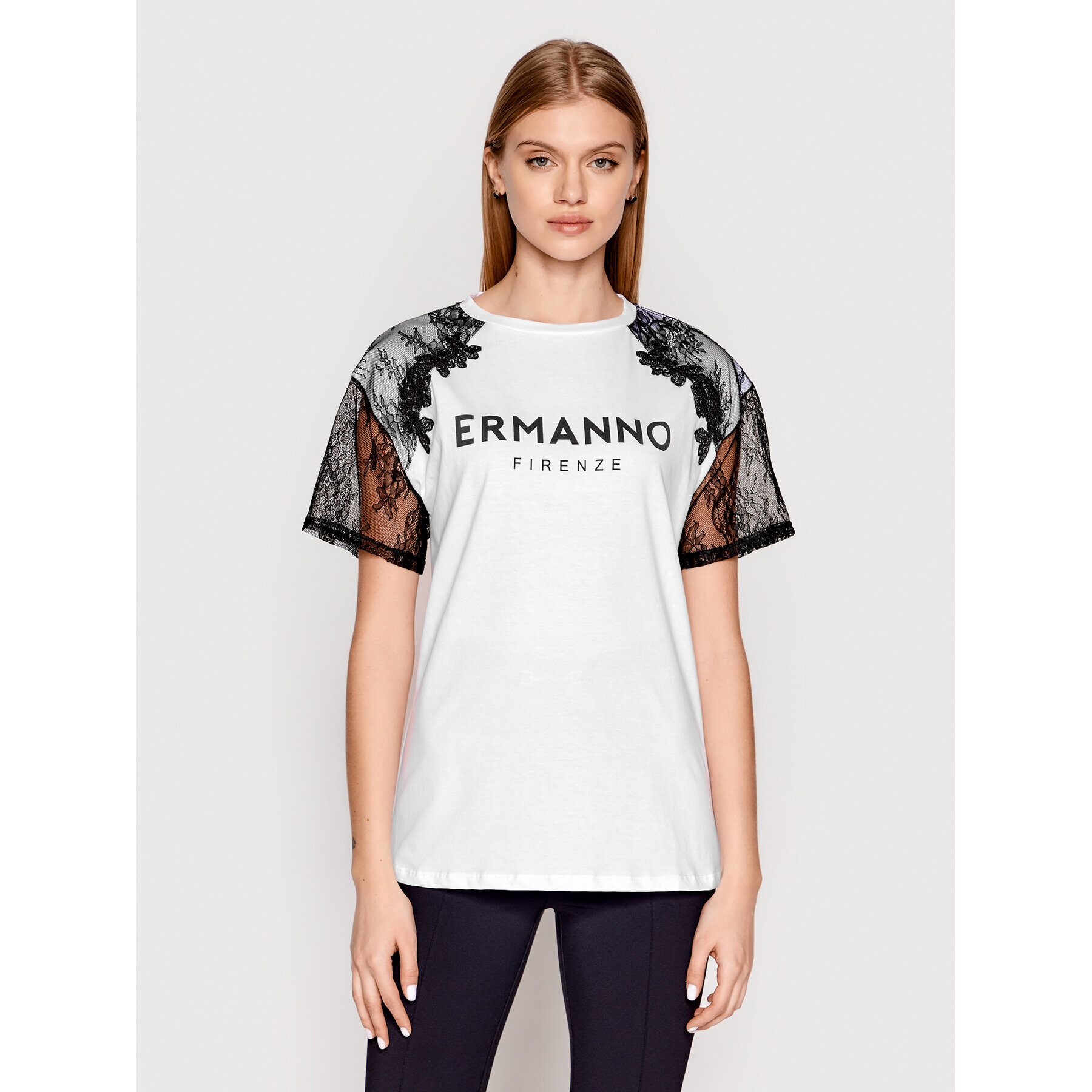 Ermanno Firenze Тишърт D40EL046EE8 Бял Regular Fit - Pepit.bg