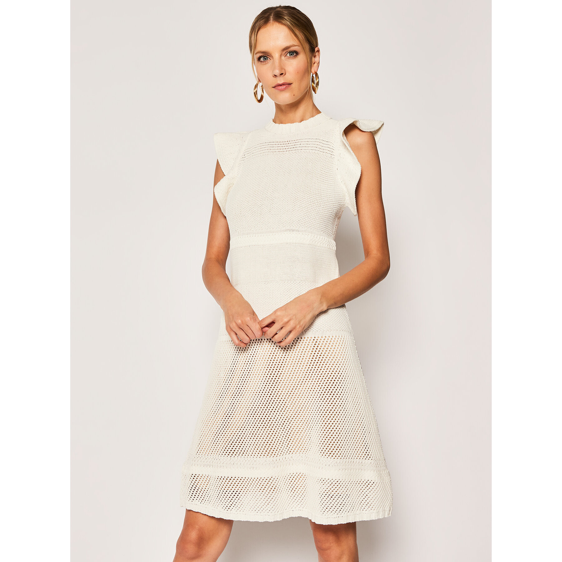 Escada Sport Плетена рокля Dasra 5032669 Бял Regular Fit - Pepit.bg