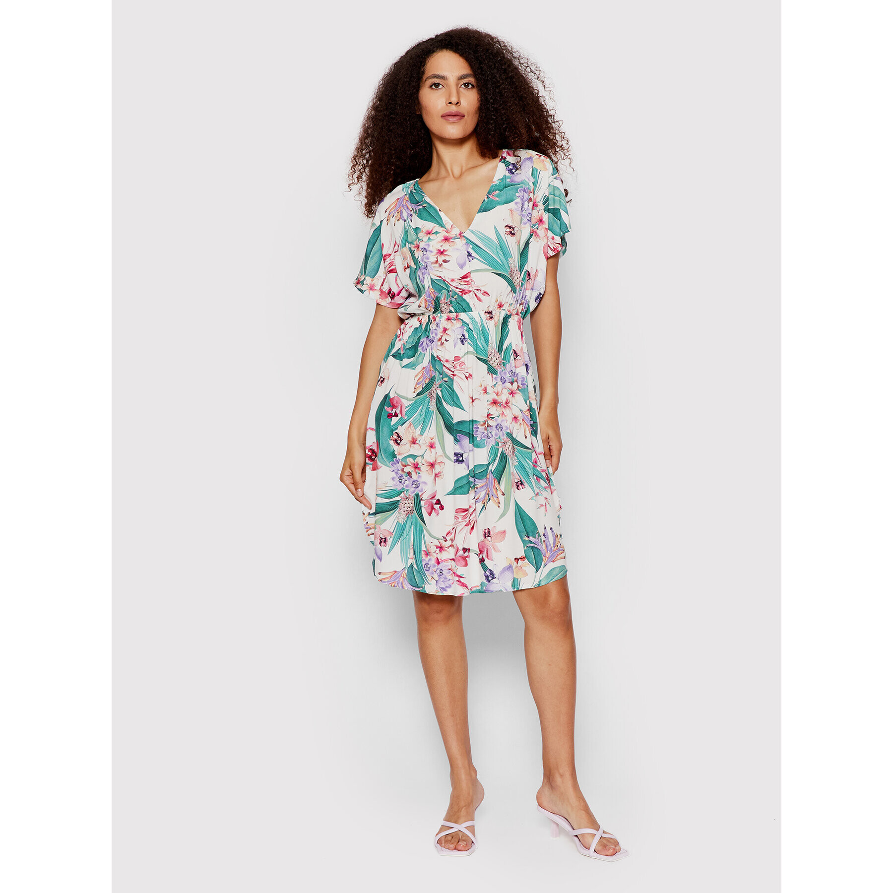 Esotiq Лятна рокля Pineapple 39883 Бял Regular Fit - Pepit.bg