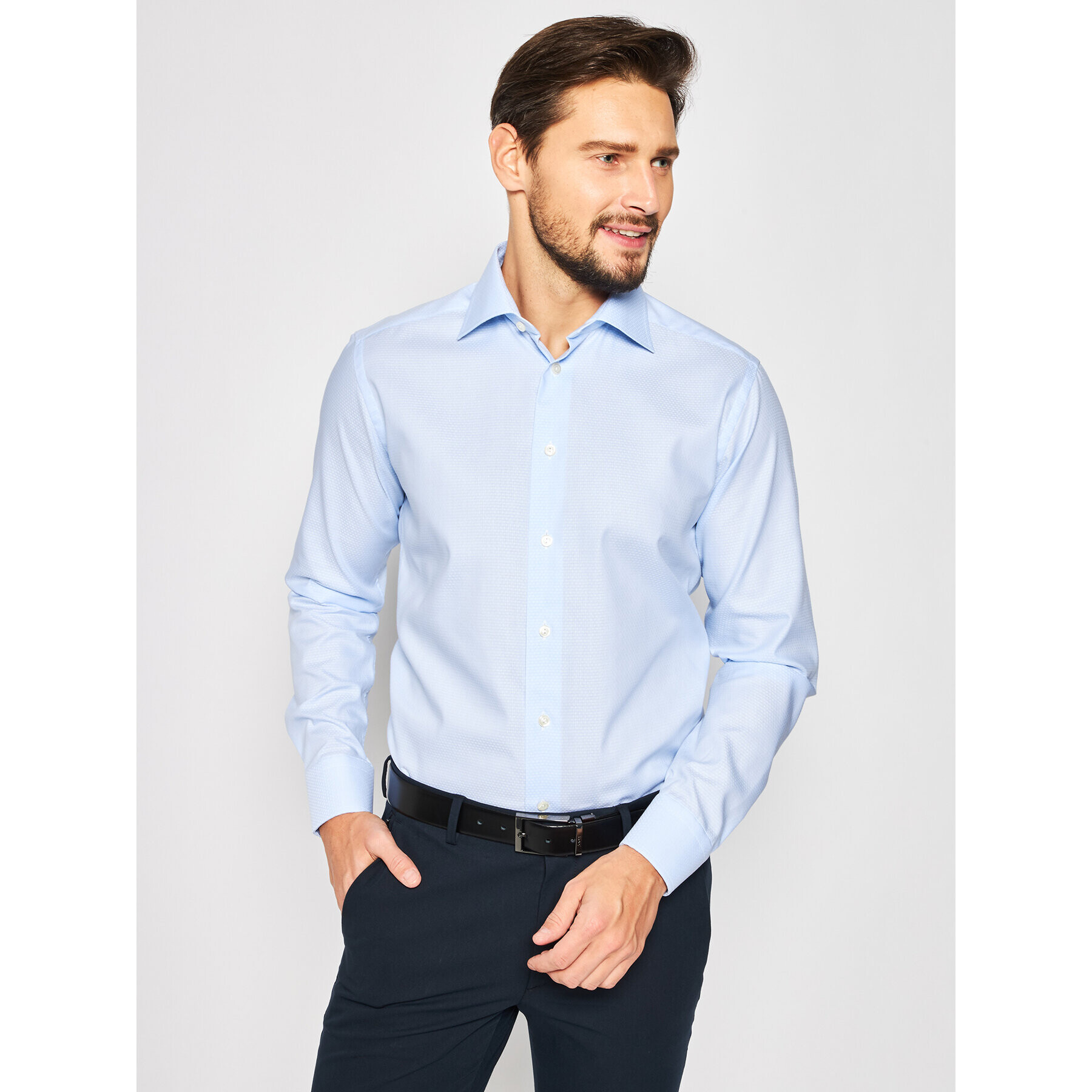 Eton Риза 100001398 Син Slim Fit - Pepit.bg