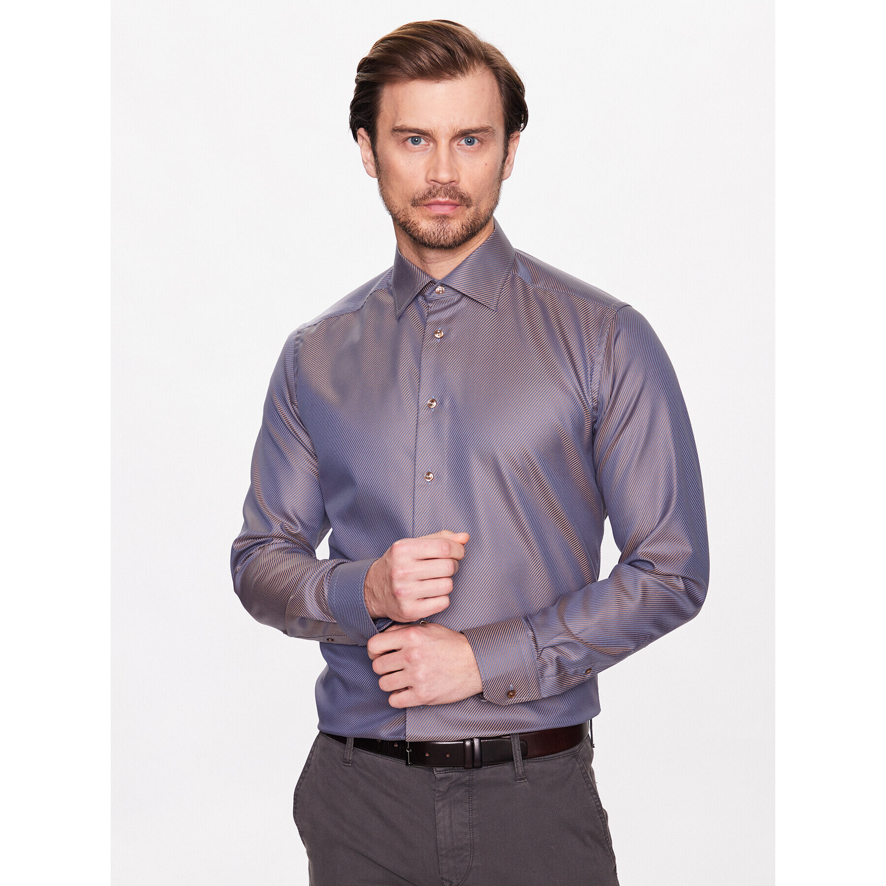 Eton Риза 100003928 Кафяв Slim Fit - Pepit.bg