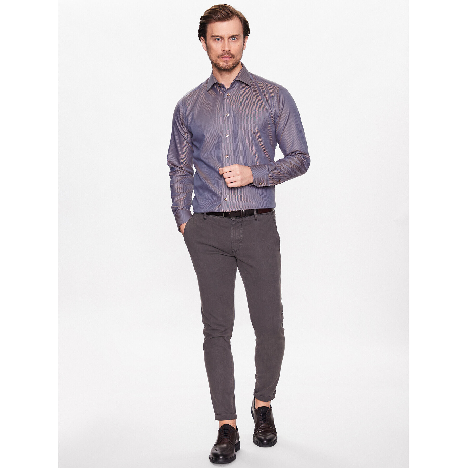 Eton Риза 100003928 Кафяв Slim Fit - Pepit.bg