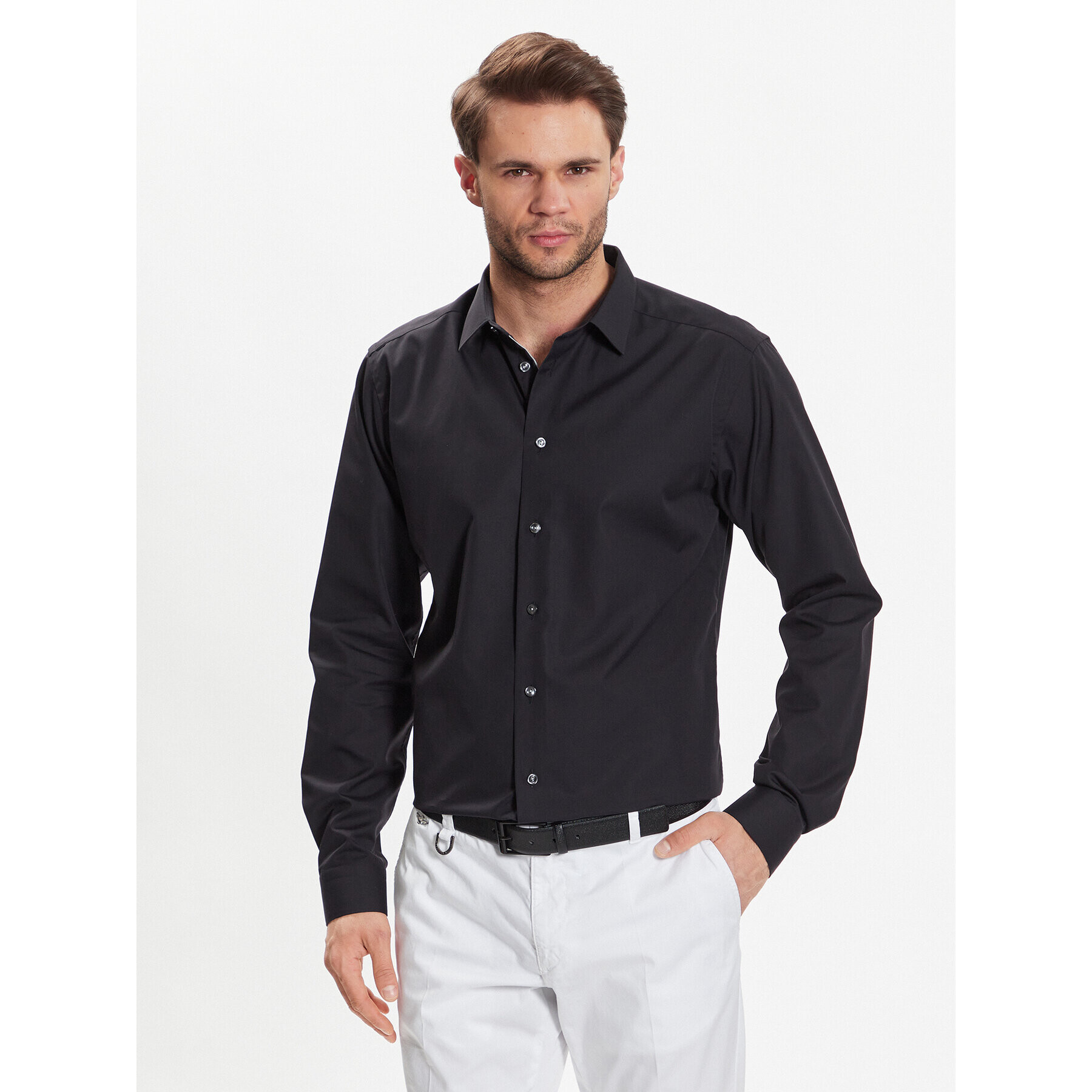 Eton Риза 100004471 Черен Slim Fit - Pepit.bg