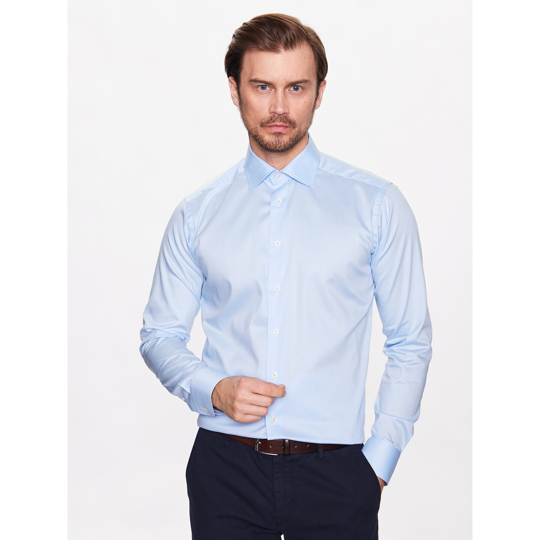 Eton Риза 100004489 Син Slim Fit - Pepit.bg