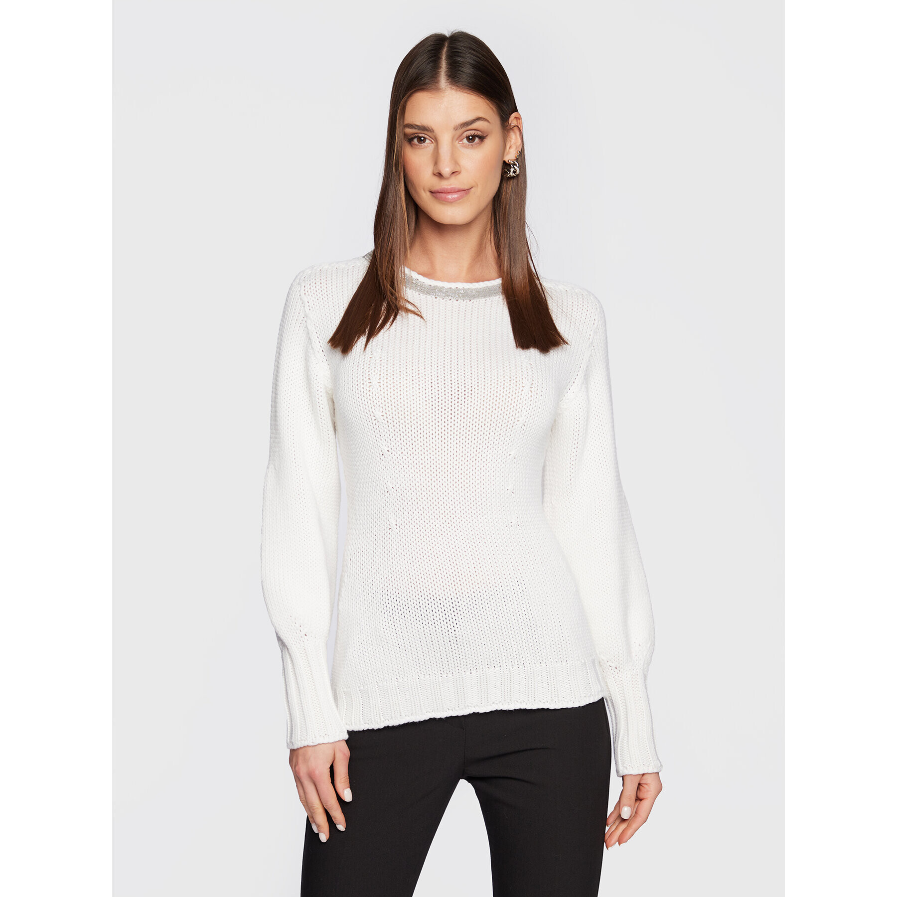 Fabiana Filippi Пуловер MAD222W109 Бял Regular Fit - Pepit.bg