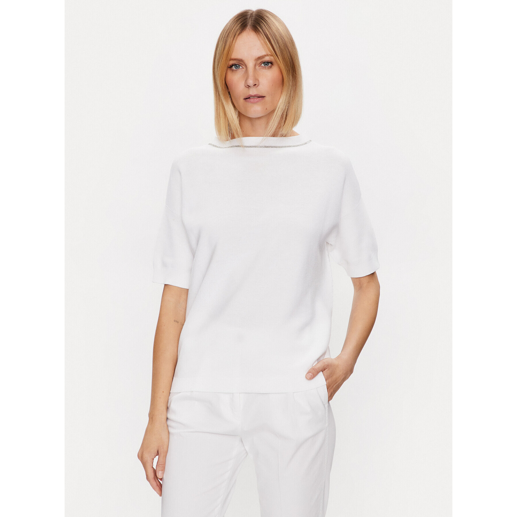Fabiana Filippi Пуловер MADP02W020 Бял Regular Fit - Pepit.bg