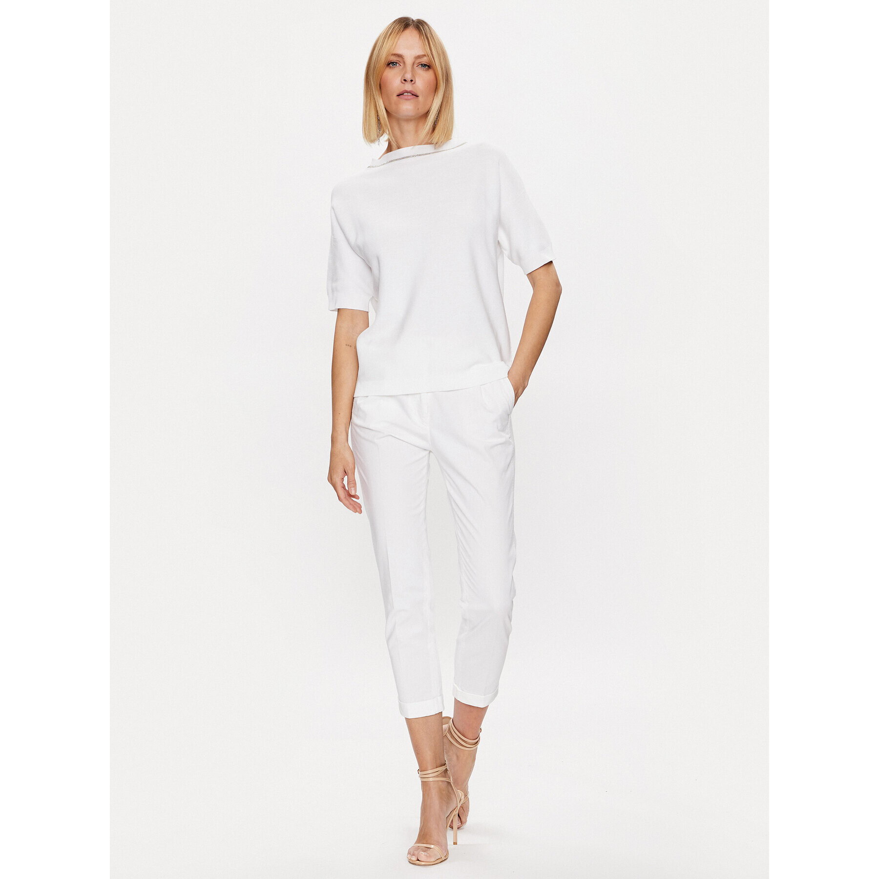 Fabiana Filippi Пуловер MADP02W020 Бял Regular Fit - Pepit.bg