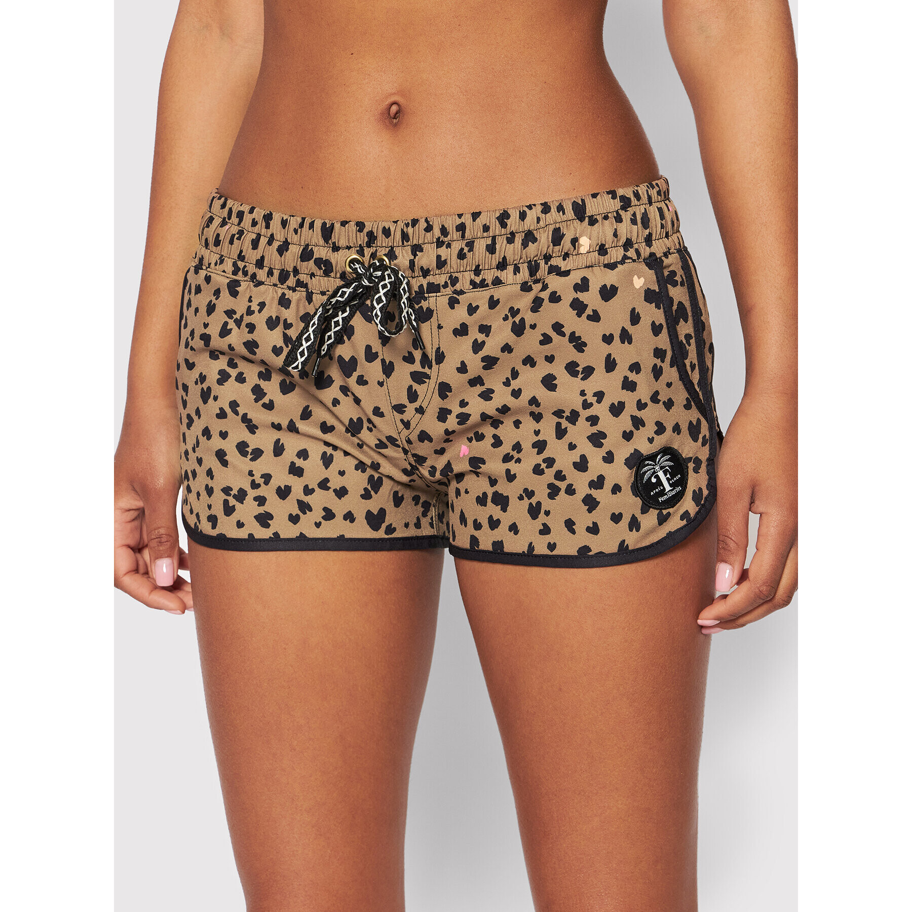 Femi Stories Плажни шорти Lili Brown Leopard Кафяв Regular Fit - Pepit.bg