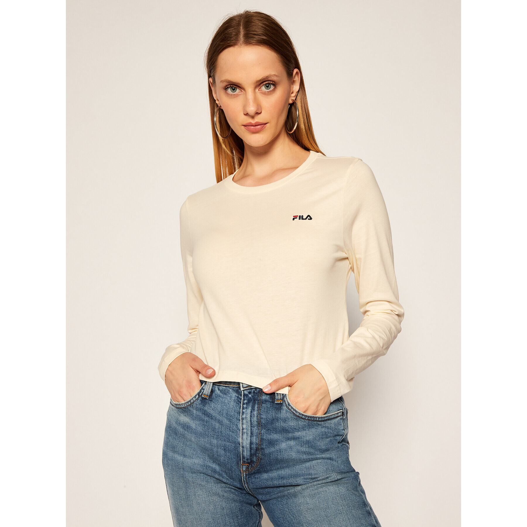 Fila Блуза Eaven Cropped Long Sleeve 687602 Бежов Regular Fit - Pepit.bg