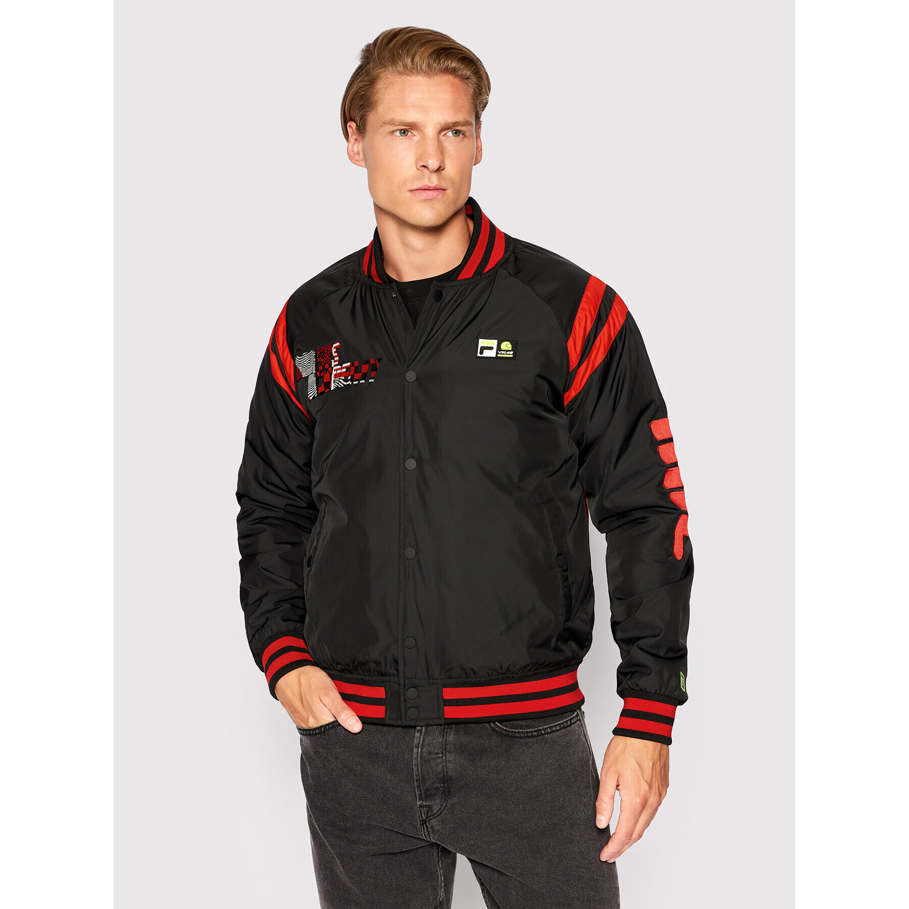 Fila Яке бомбър College FAM0197 Черен Regular Fit - Pepit.bg