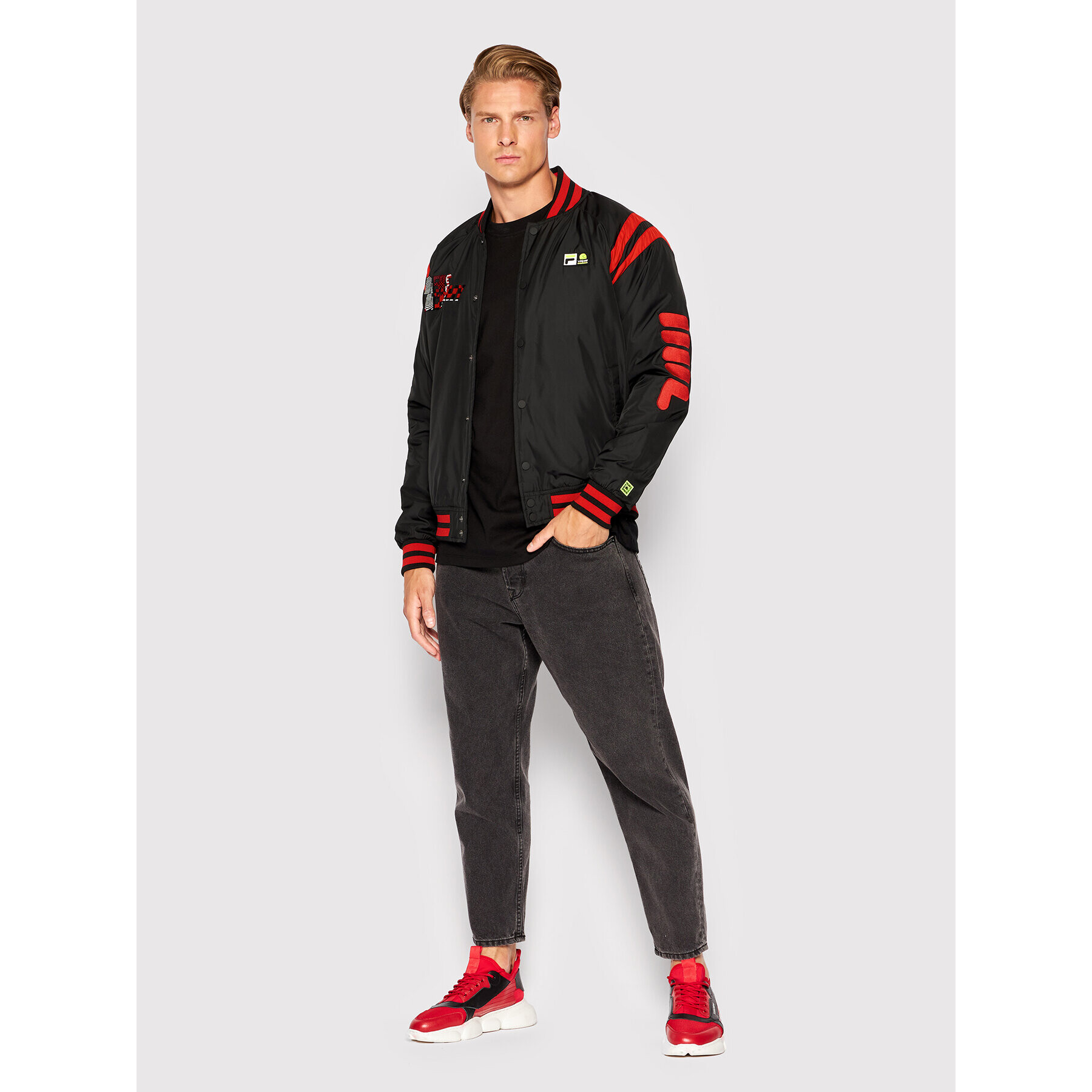 Fila Яке бомбър College FAM0197 Черен Regular Fit - Pepit.bg