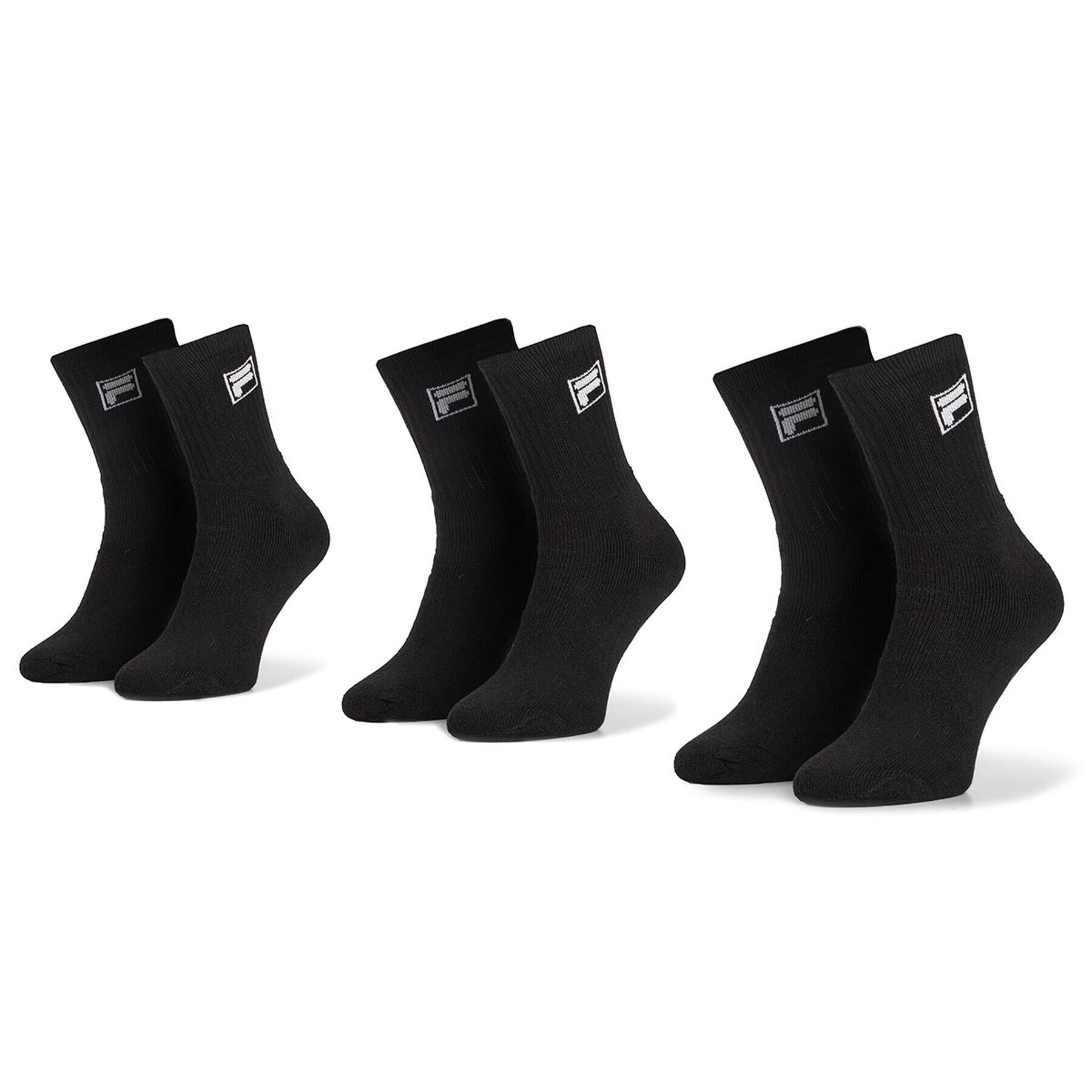 Fila Комплект 3 чифта дълги чорапи мъжки Calza Tennis Socks F9000 Черен - Pepit.bg