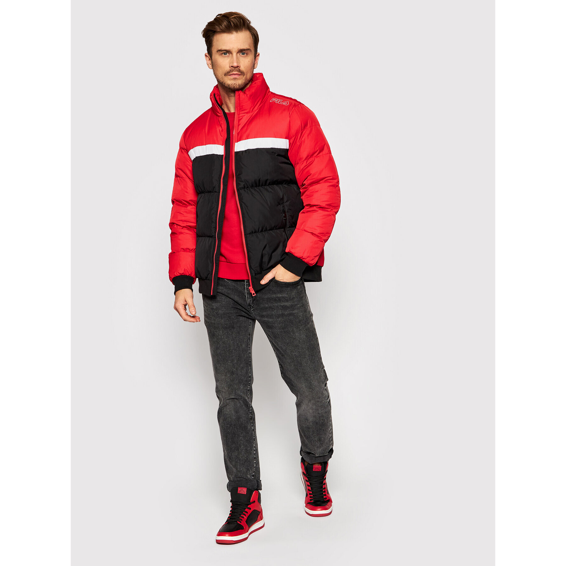 Fila Пухено яке Oliver 683485 Червен Regular Fit - Pepit.bg