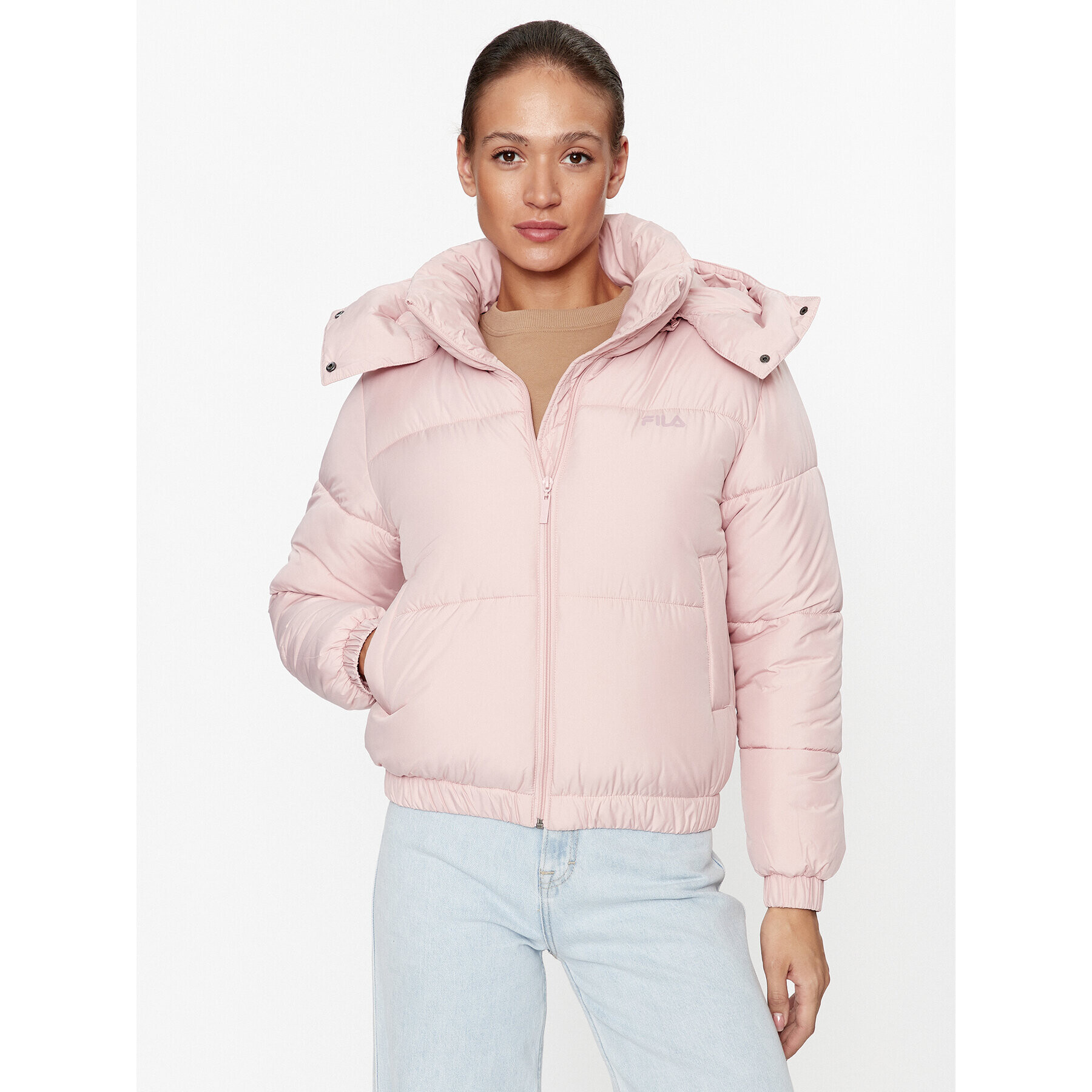 Fila Пухено яке FAW0549 Розов Regular Fit - Pepit.bg