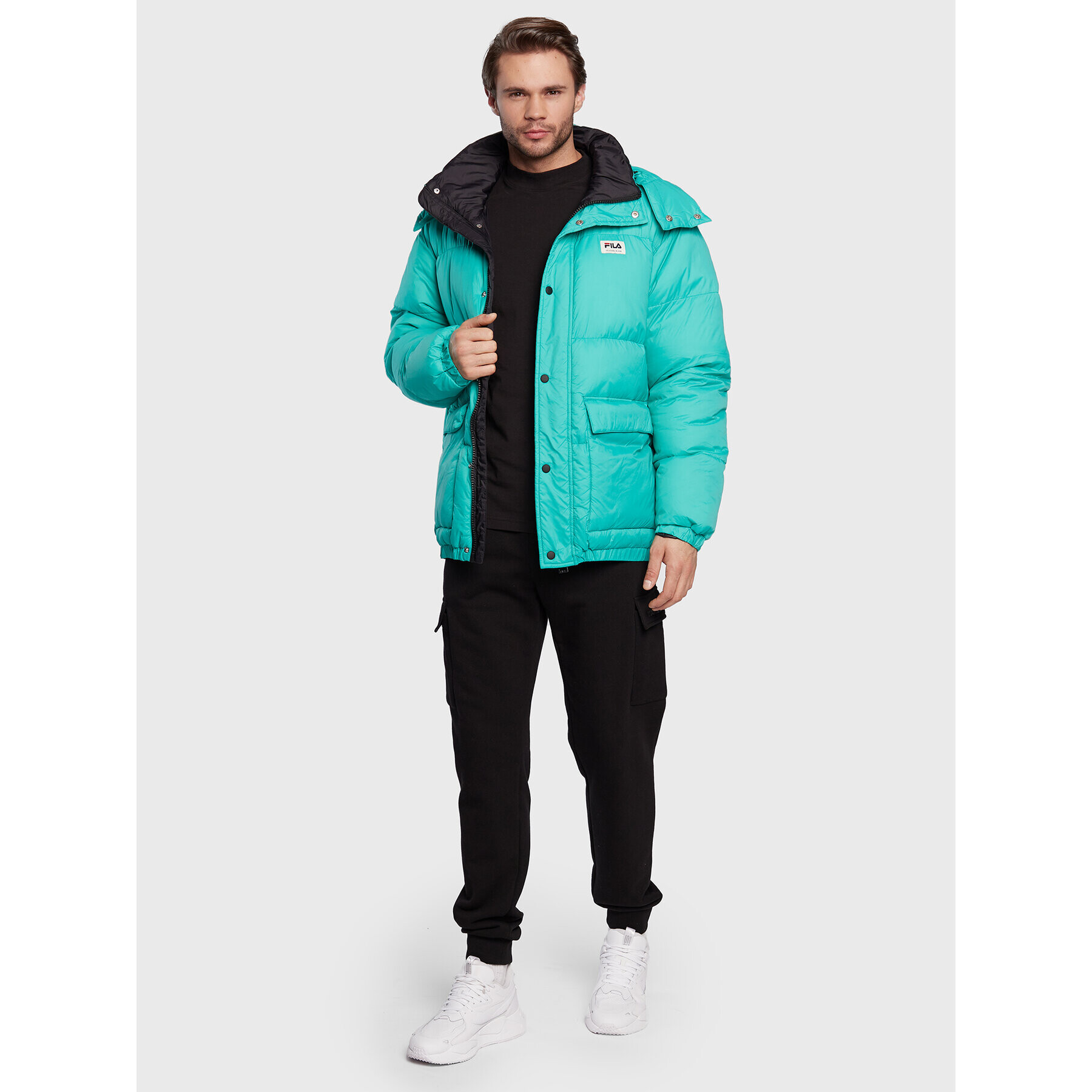 Fila Пухено яке Tirebolu FAM0143 Зелен Oversize - Pepit.bg