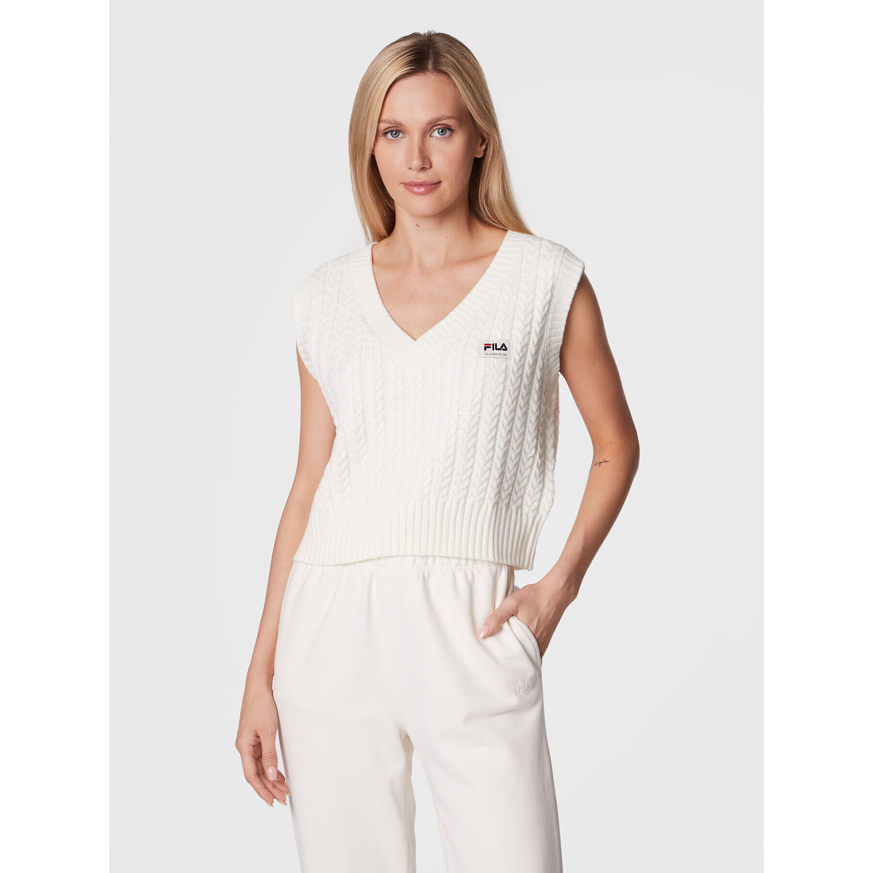Fila Пуловер Terragona FAW0235 Бял Regular Fit - Pepit.bg